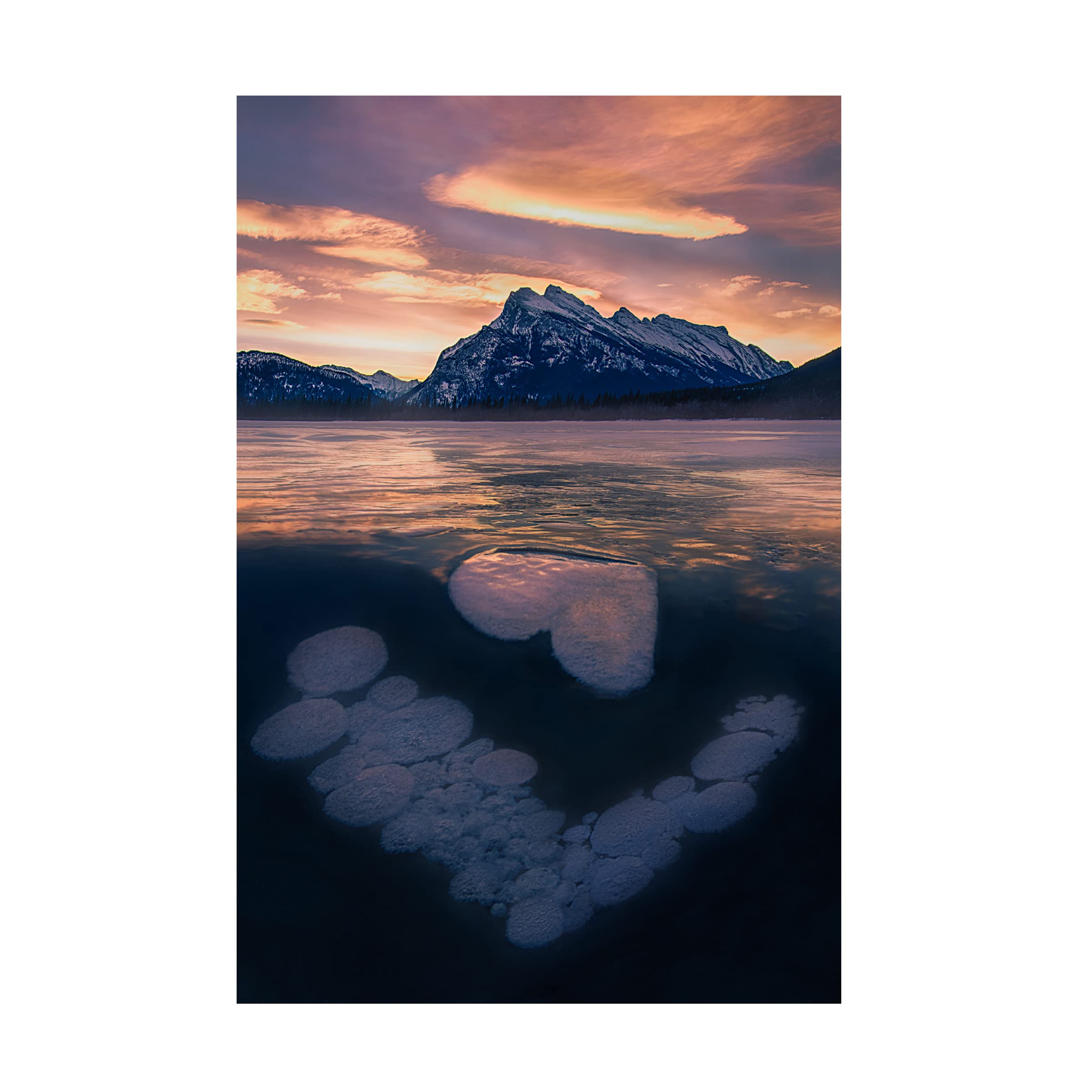 Trademark Fine Art 'Ice Bubbles In Vermilion Lakes' Canvas Wall Art Print by Leah Xu - Stunning Nature Landscape Painting for Living Room, Bedroom & Office Decor
