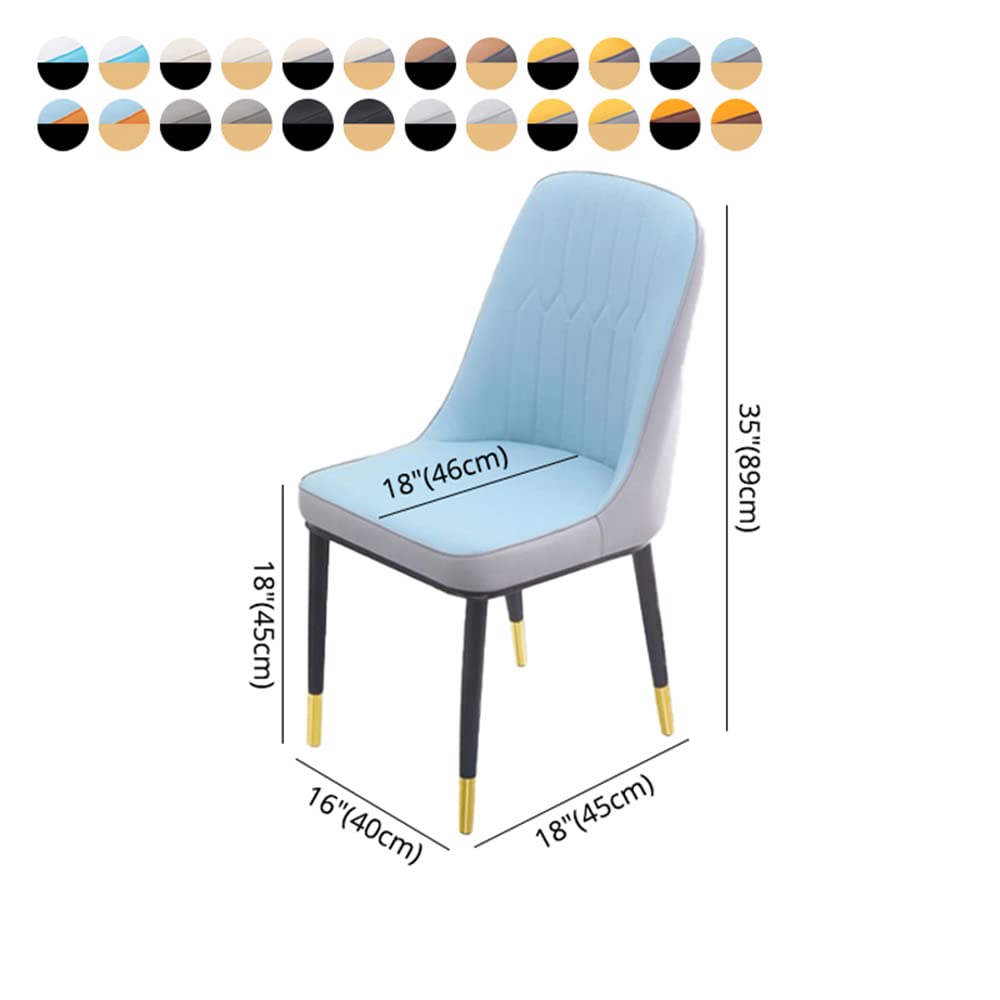Modern Parsons Side Chairs Set of 2 - Upholstered Leather Dining Chairs with Brass Gold Metal Legs for Restaurant, Kitchen & Home Decor - Black Contemporary Seating for Dining Room & Office