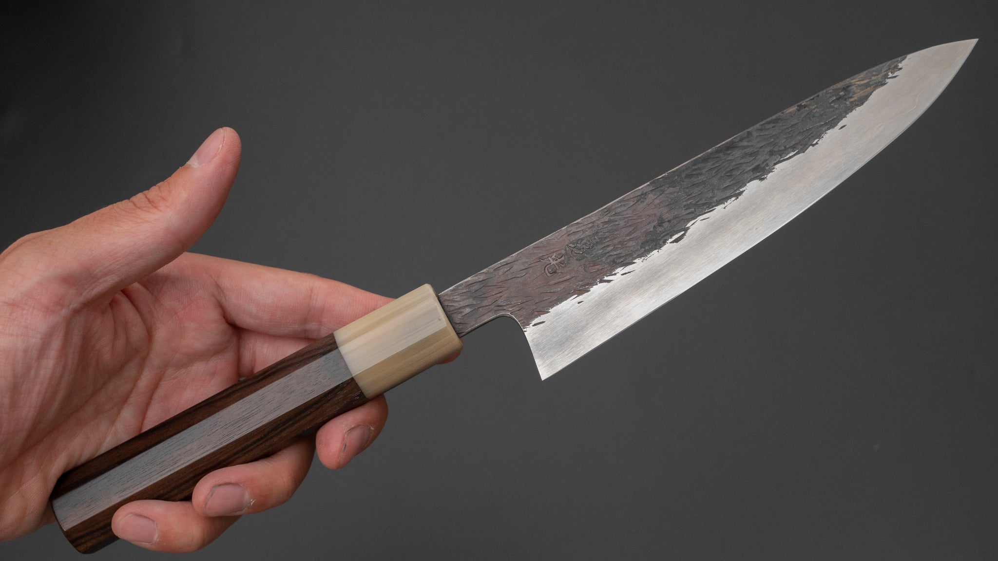 Premium Isamitsu White #1 Stainless Clad Kurouchi Petty Knife 150mm with Taihei Makassar Ebony Handle - Perfect for Precision Slicing, Fruit Cutting & Small Kitchen Tasks