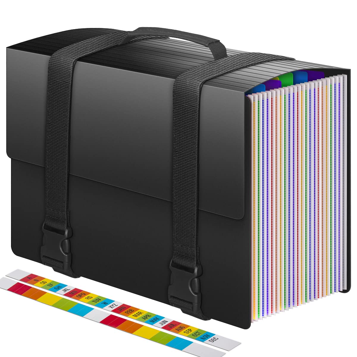 25-Pocket Accordion File Organizer with Handle - Expandable Document Folder for Important Papers - Durable A4/Letter Size Portable Filing Box with A-Z Tabs - Perfect for Office, Home & School Organization
