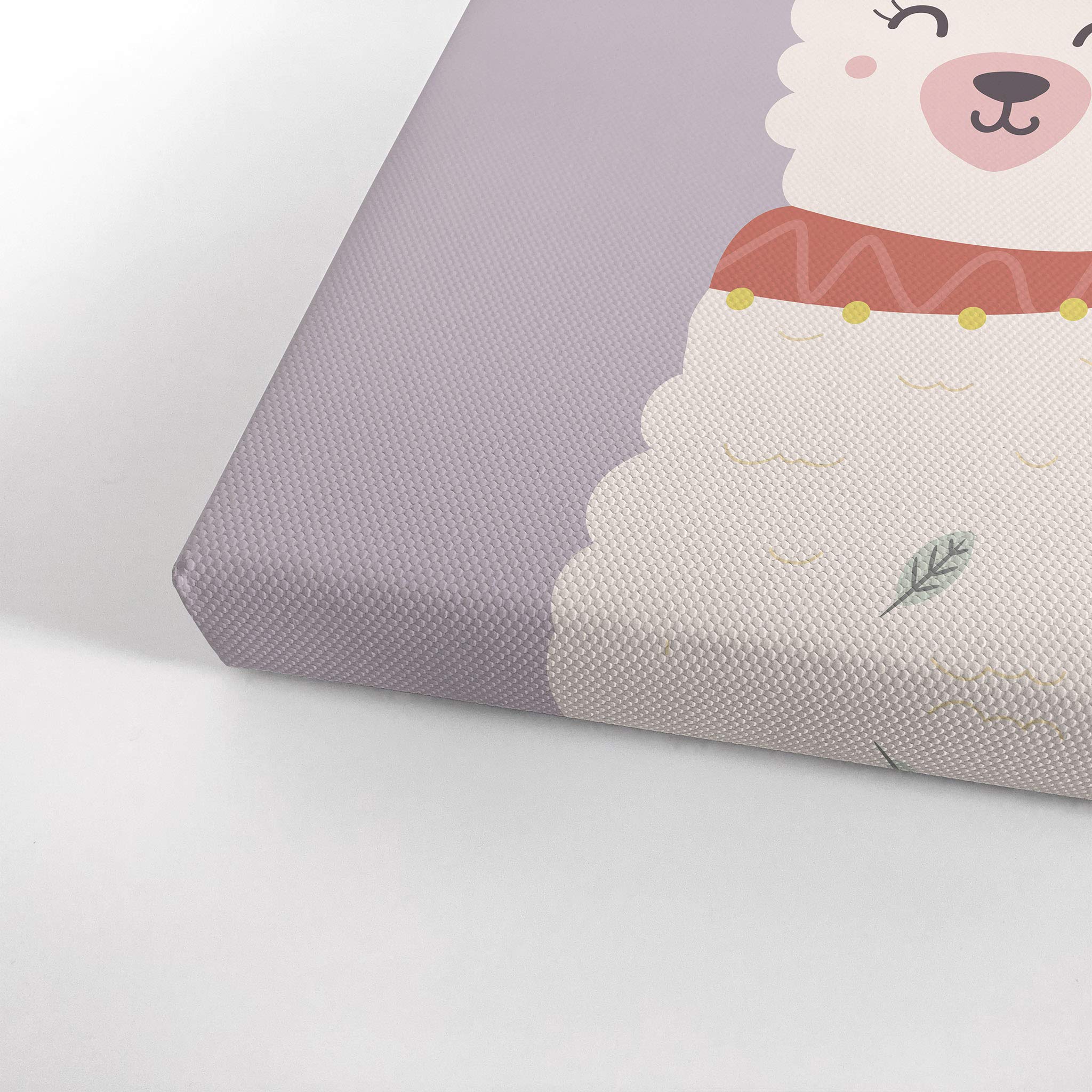 Smile More Worry Less - Cute Alpaca Canvas Wall Art Print with Purple Background | 40x30 Inches Ready to Hang | Perfect for Kids Room, Nursery & Baby Room Decor | Made in USA | Wall Art for Bedroom, Playroom & Classroom