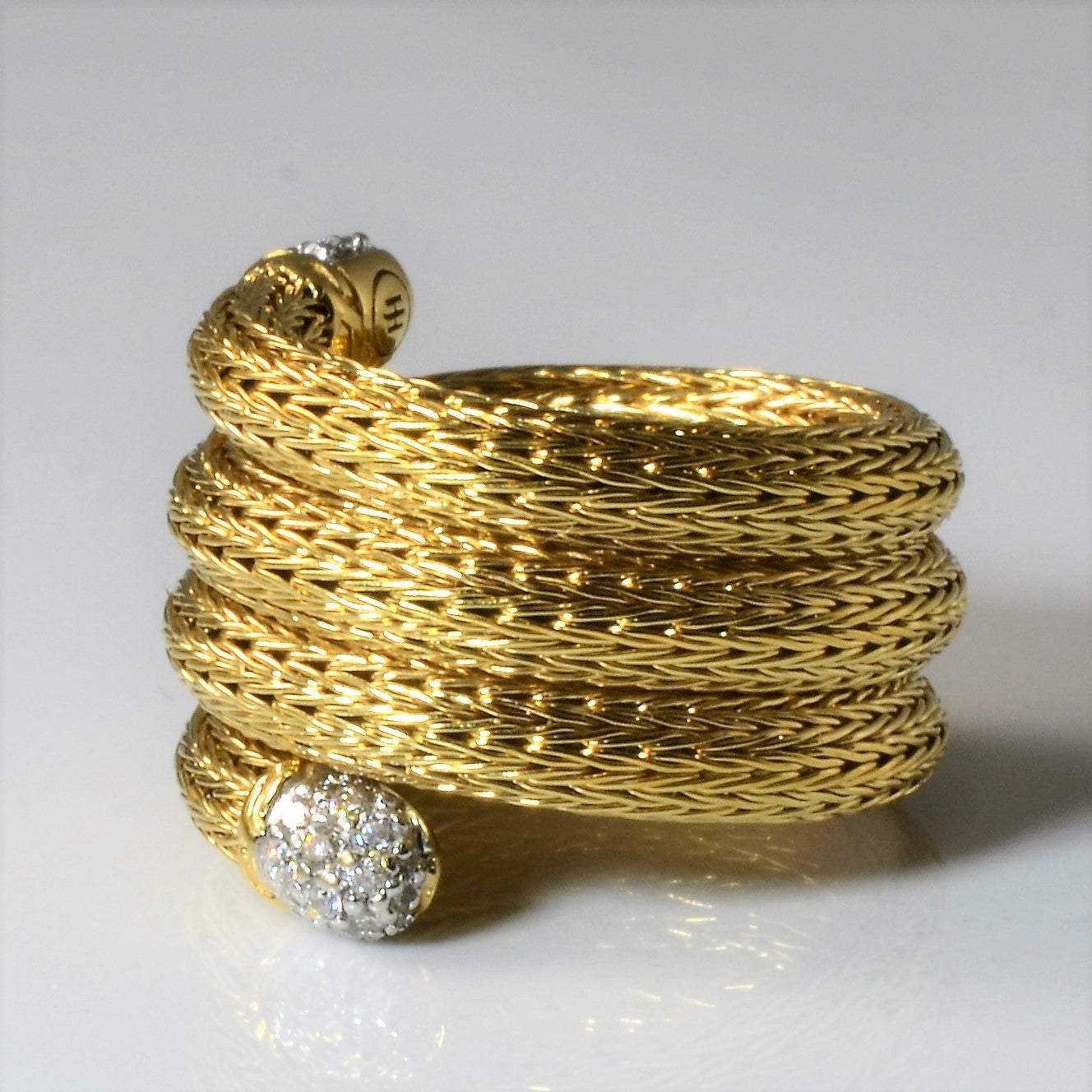 0.12ctw Yellow Gold Diamond Wrap Ring for Women - Size 4.5, Elegant Mesh Design - Perfect for Weddings, Anniversaries & Special Occasions
