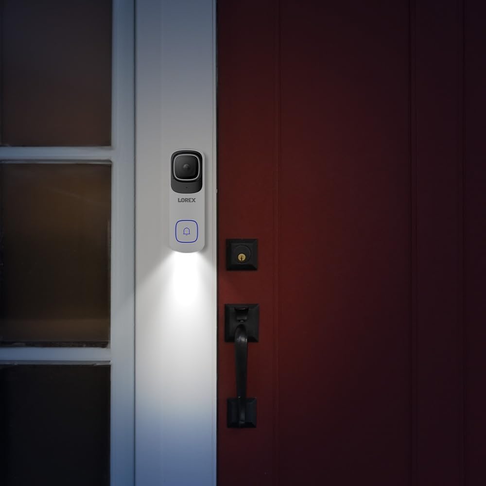 Lorex 4K Wired WiFi Smart Video Doorbell Camera with No Monthly Fee - Smart Security Lighting, Night Vision, Motion Detection, Works with Existing Wiring (White) | Home Security & Smart Home Monitoring for Front Door Protection