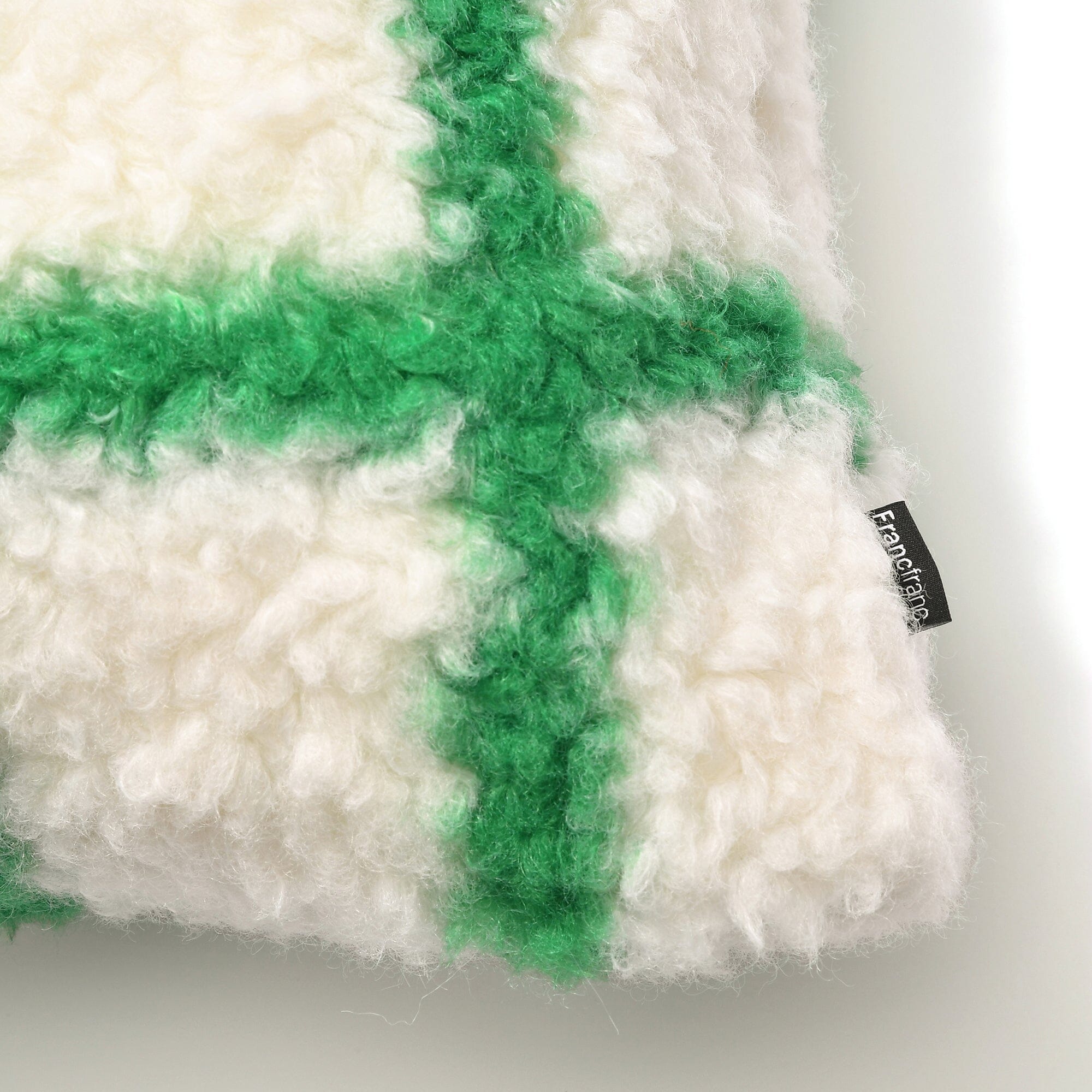 Checkered Boa Cushion Cover 18x18 Inches White and Green - Perfect for Sofa, Bed, and Home Decor