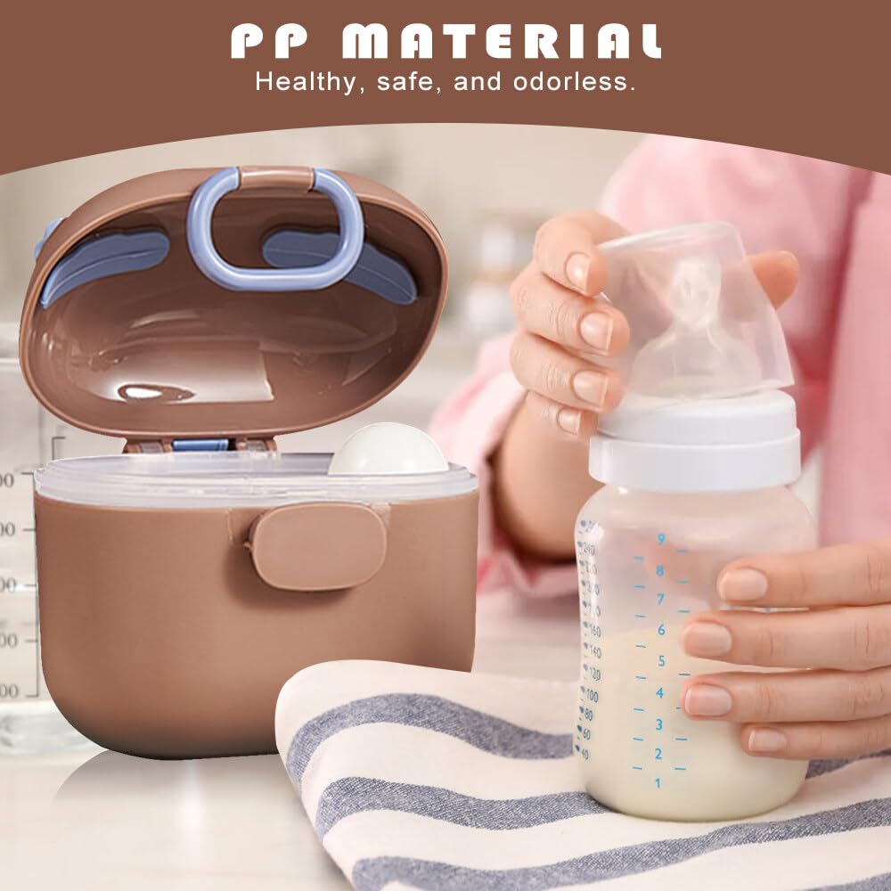 Portable Baby Formula Dispenser with Scraper & Spoon - 400ml Brown Powder Container for Infant Milk, Fruit & Snacks - Ideal for Travel, Daycare & On-the-Go Feeding