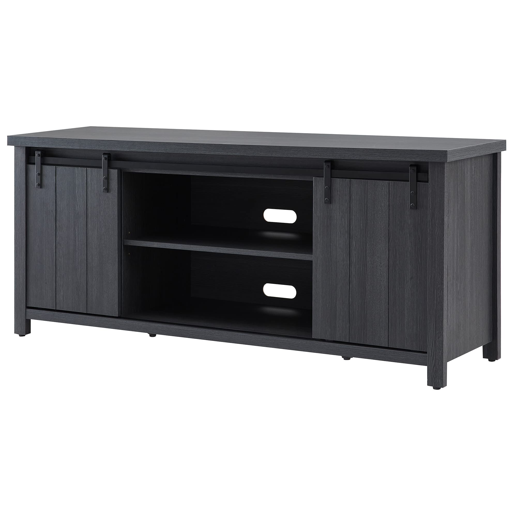 Deacon 65 Inch TV Stand - Modern Rectangular Entertainment Center with Storage Shelves for Living Room, Bedroom - Charcoal Gray Finish
