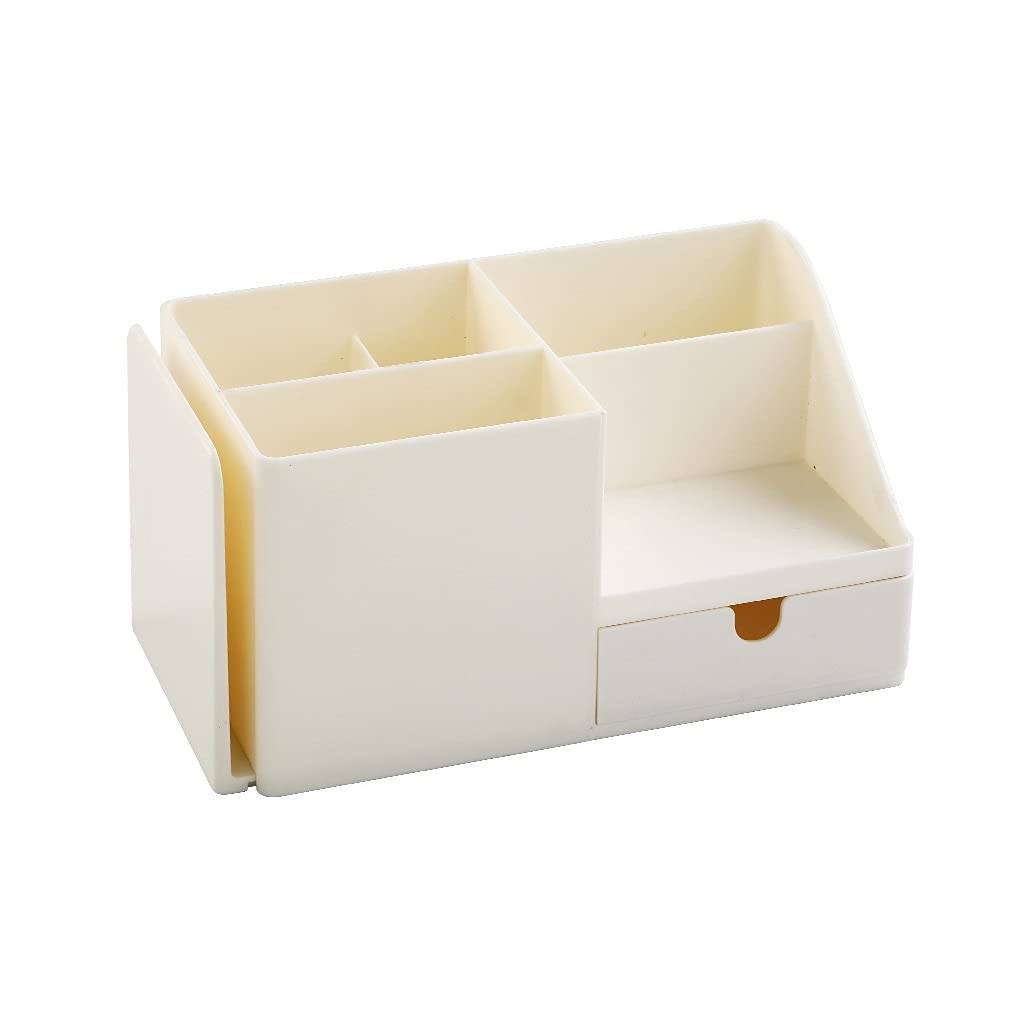 Creative ABS Desk Organizer - Pen Holder, Pencil & Stationery Storage Box for Office & School Supplies (White) | Perfect for Desk Organization, Home Office & Study Spaces