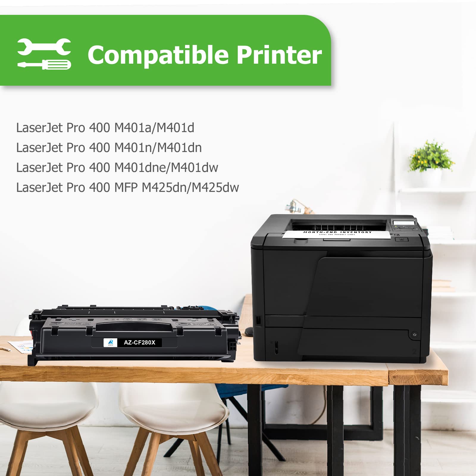 Compatible Toner Cartridge Replacement for HP 80X CF280X 80A CF280A - Works with HP Pro 400 M401A M401D M401N M401DNE MFP M425DN Printers - High Yield Black Ink (4-Pack) - Perfect for Office & Home Printing Needs