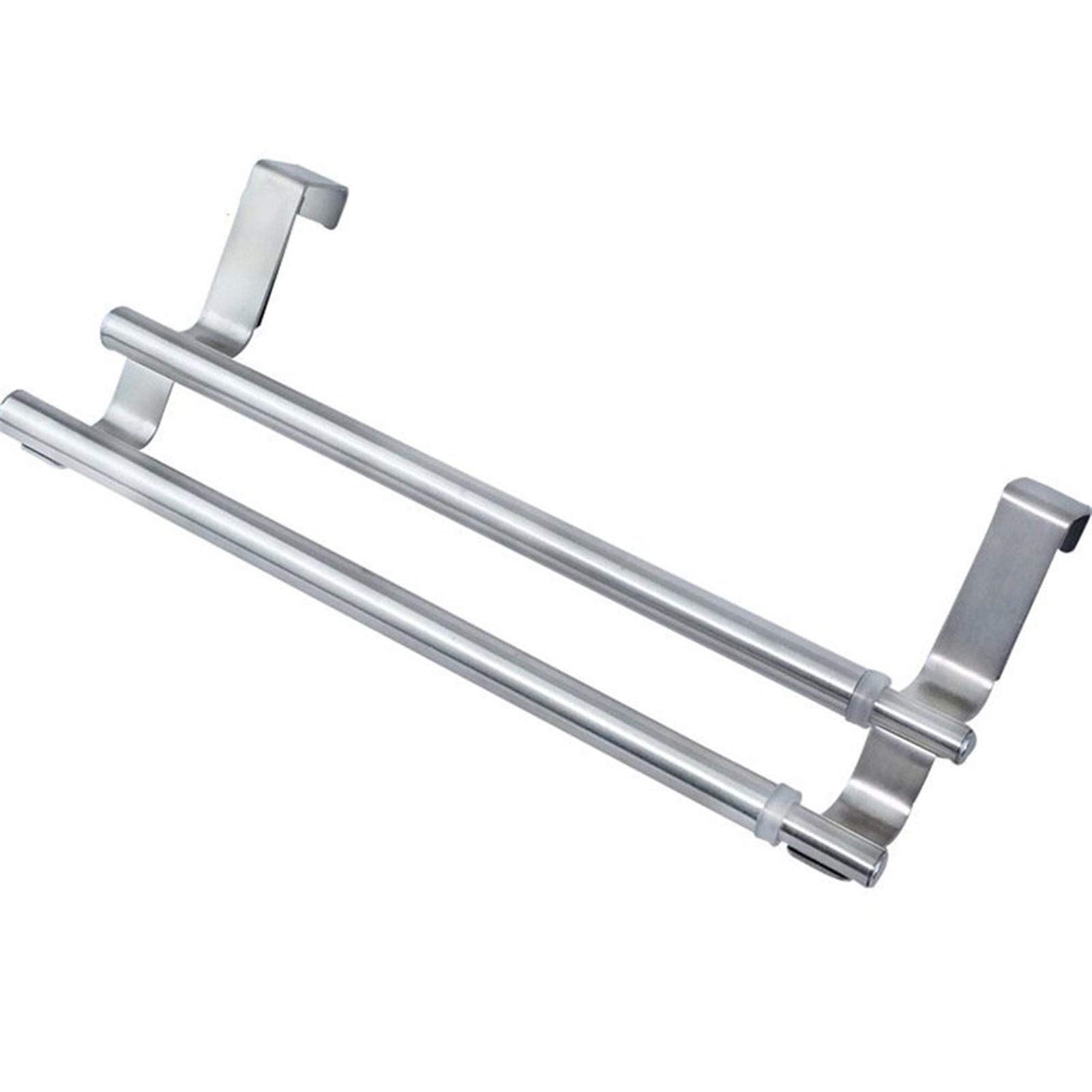 Stainless Steel Double Layer Over Door Towel Bar - Bathroom Towel Rack & Hanger for Cupboard, Hotel & Home Use - Durable Space-Saving Solution for Hand Towels, Washcloths & Robes