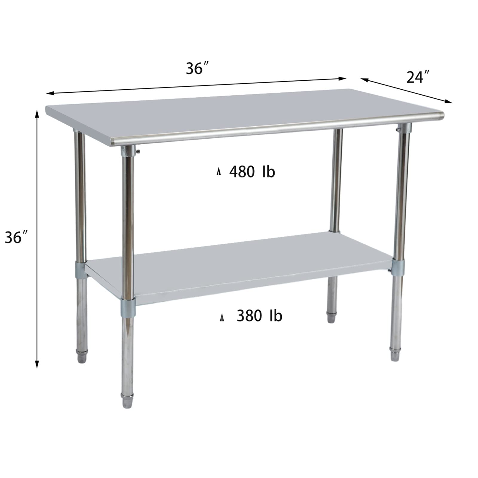 Stainless Steel Work Table with Undershelf - 36