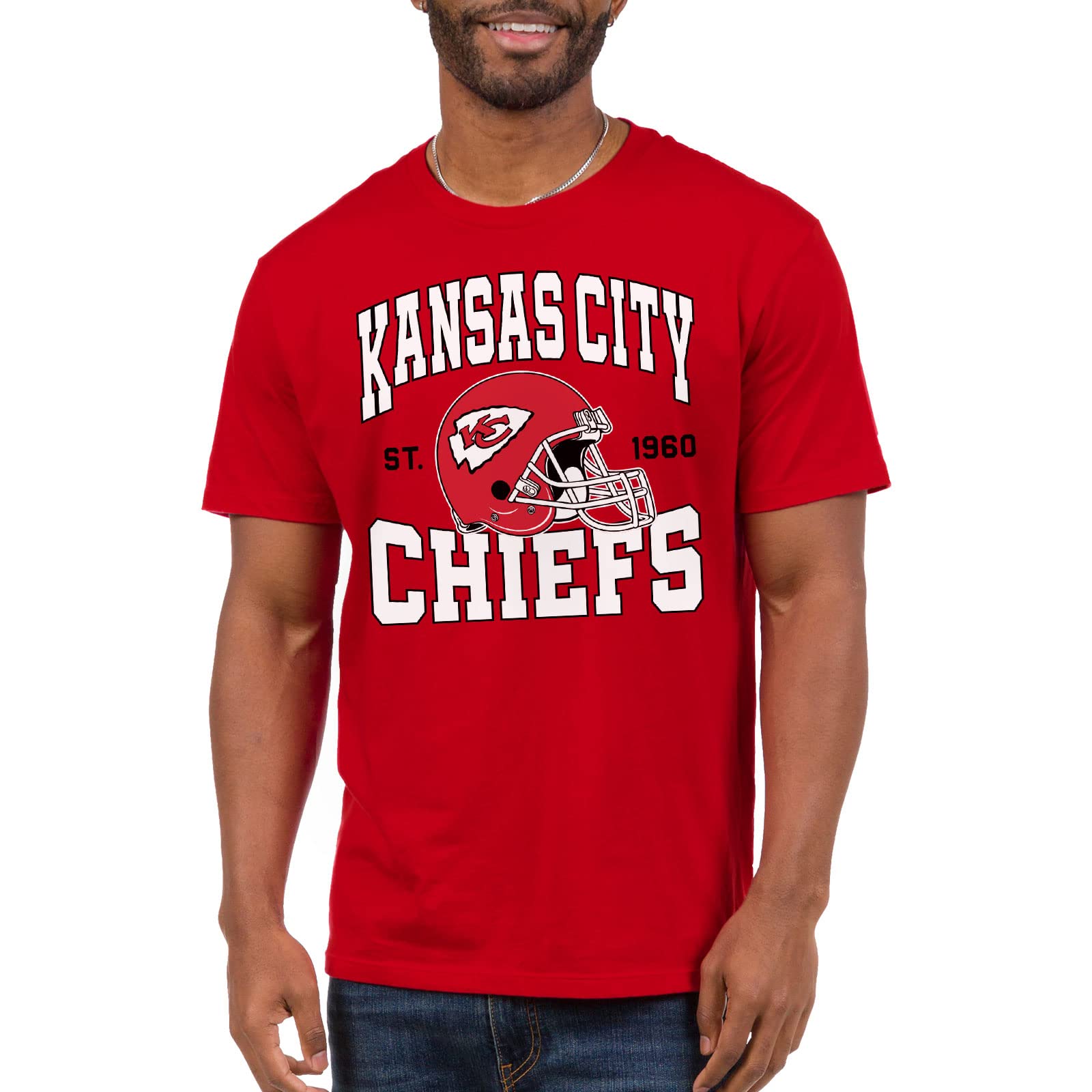 Officially Licensed NFL Team Helmet Short Sleeve T-Shirt for Men & Women - Junk Food Clothing x NFL Collaboration - Perfect for Game Day, Tailgating & Sports Fan Gifts