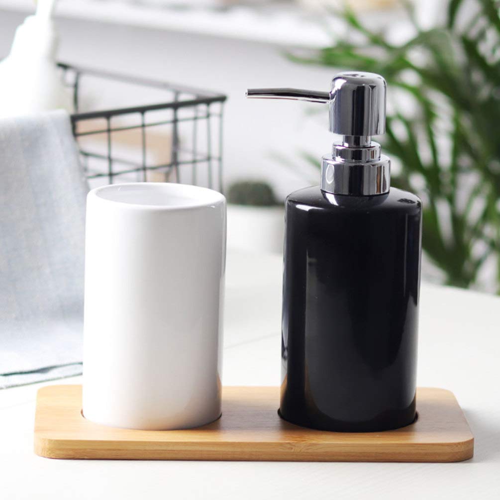 DOITOOL 1PCS White Ceramic Soap Dispenser - Refillable Hand Soap, Shampoo & Lotion Dispenser for Bathroom, Kitchen & Sink Countertop - Elegant Home & Office Decor