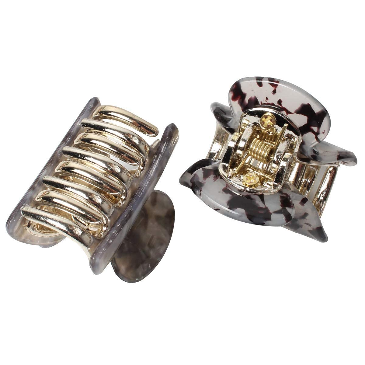 ASG 1.57 Inch Small Acrylic Hair Claw Clips for Women & Girls - Marble Design Non-Slip Grip Plastic Hair Clips - Pack of 2 - Perfect for School, Work, Travel & Everyday Hairstyles
