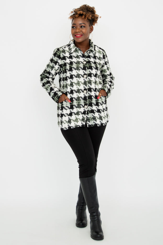 Cherie Houndstooth Coat for Women - Classic Wool Blend Winter Jacket with Pockets | Perfect for Office, Parties & Cold Weather Fashion