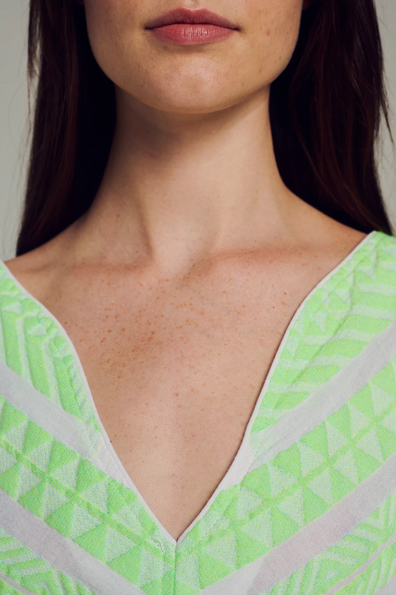 Elasa Blouse Women's Fashion Top - Lime Green & White Striped Casual Shirt for Spring Summer | Office Wear, Date Night, Weekend Outfits