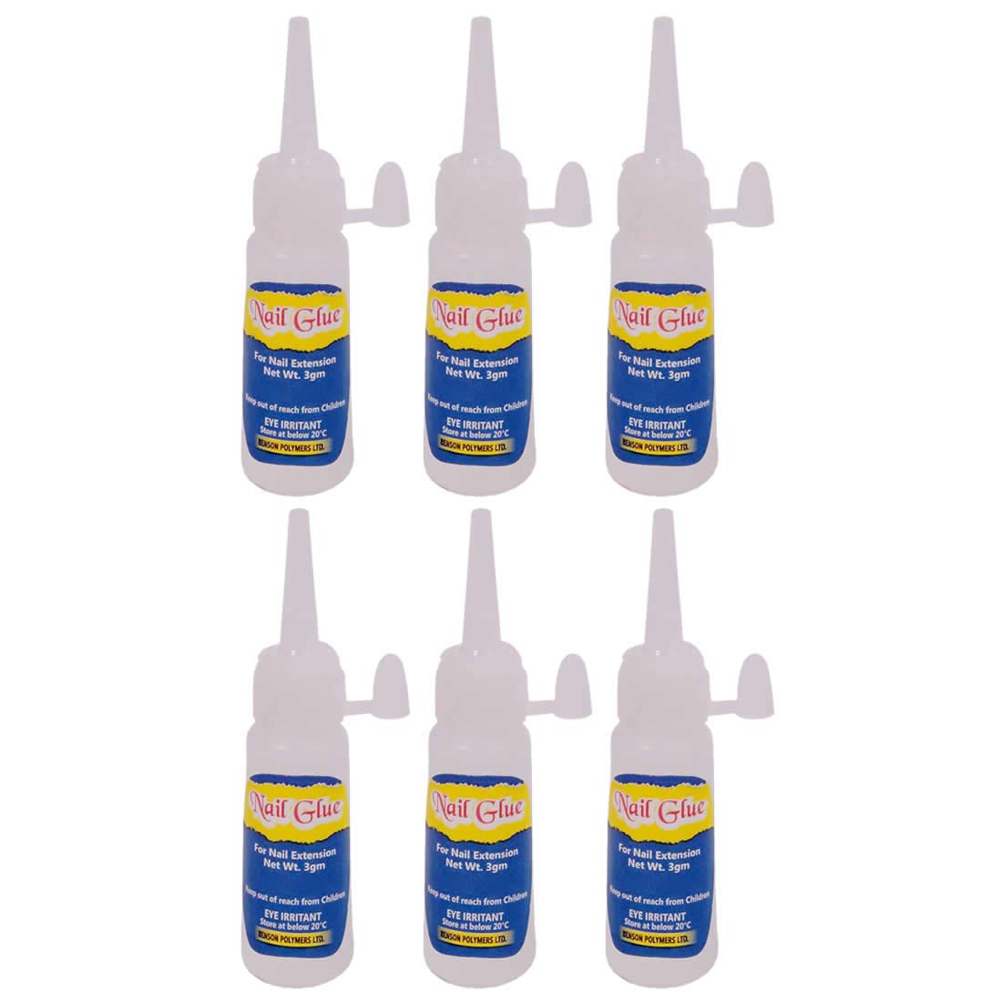 FStyler Professional Nail Glue - Super Strong Adhesive for Acrylic Nails, Press On Nails & Nail Art Extensions - Long Lasting Quick Dry Formula (6 Pack, White) - Perfect for Salon, Home Manicures & DIY Nail Designs