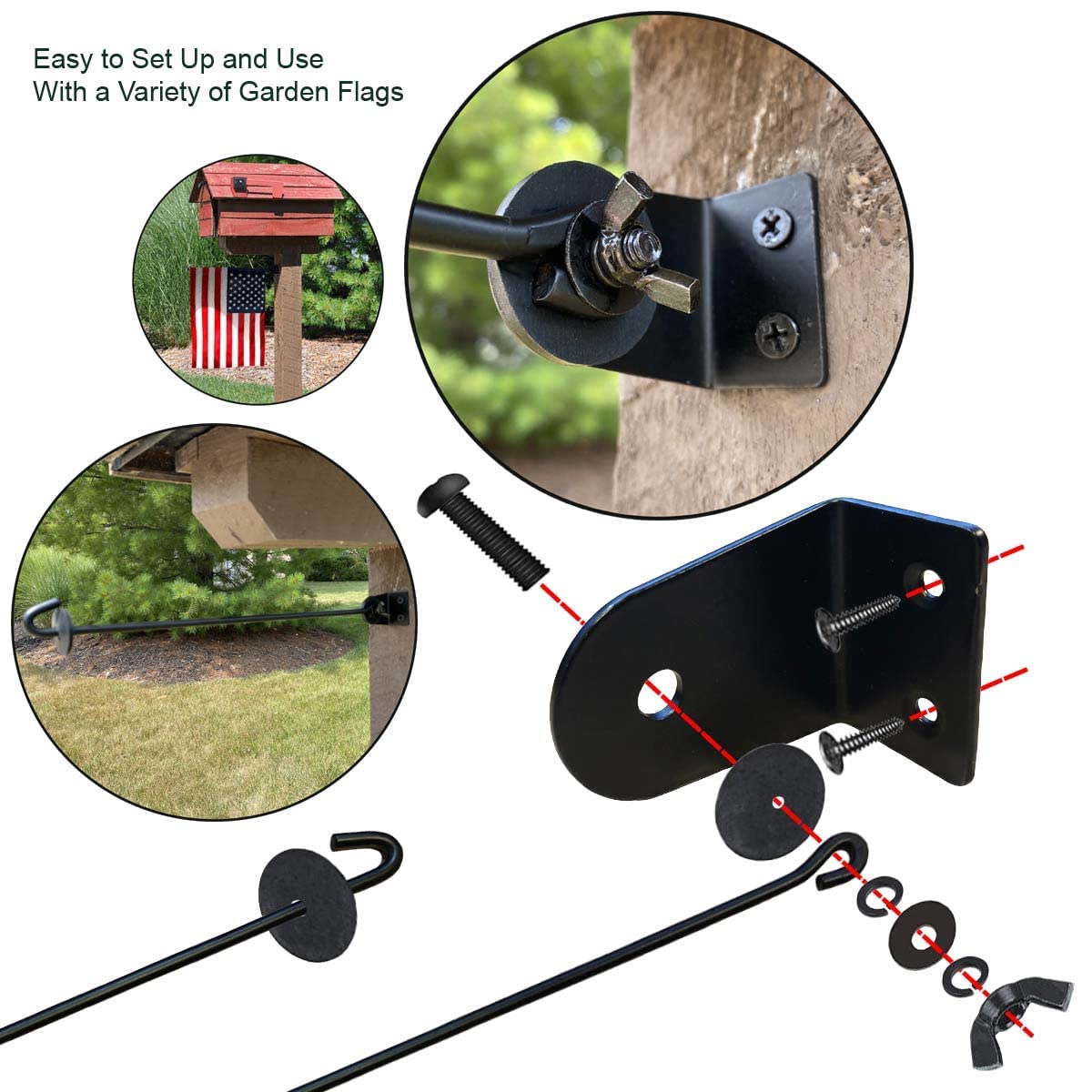 Howard University Garden Flag and Mailbox Post Pole Mount Holder Set - Durable College Flags & Banners for Outdoor Decor, Yard, Campus Pride, and Tailgating Events