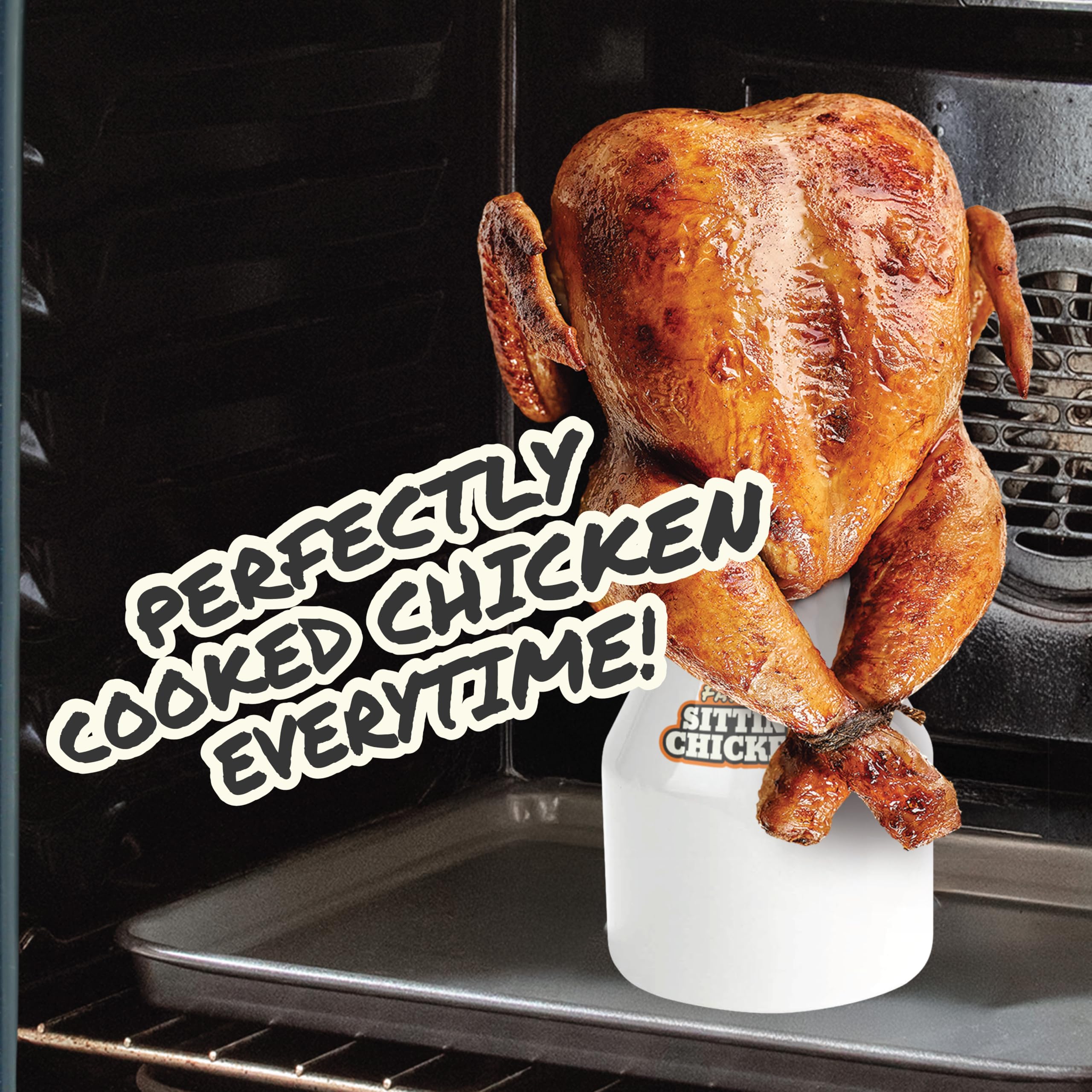 Premium Ceramic Beer Can Chicken Roaster with 4 Steam Holes - Enhances Flavor for Juicy BBQ Chicken - Fat Boy Sittin' Chicken Marinade Cooker - Extra Wide Base Fits Whole Chicken - Oven & Grill Safe - Easy to Use & Clean - Perfect for Backyard BBQs, Tailgating & Holiday Cooking