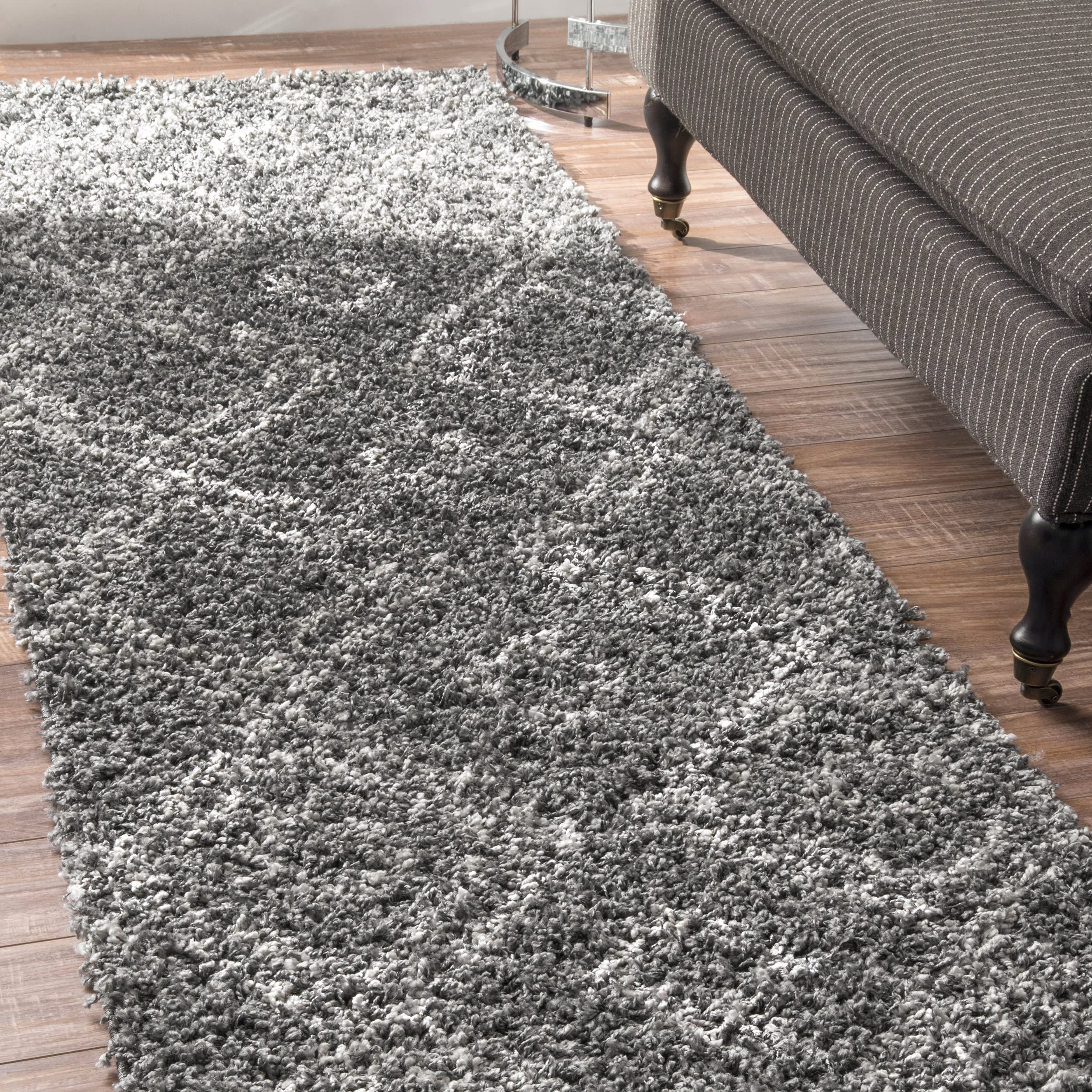Premium Double Diamond Shag Area Rug - Soft Plush Dark Grey Carpet for Living Room, Bedroom & Nursery - Cozy Floor Decor for Home Comfort