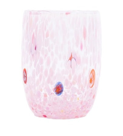 Elegant Round Murano Glass Drinking Glasses in Pink - Perfect for Cocktails, Wine & Home Decor