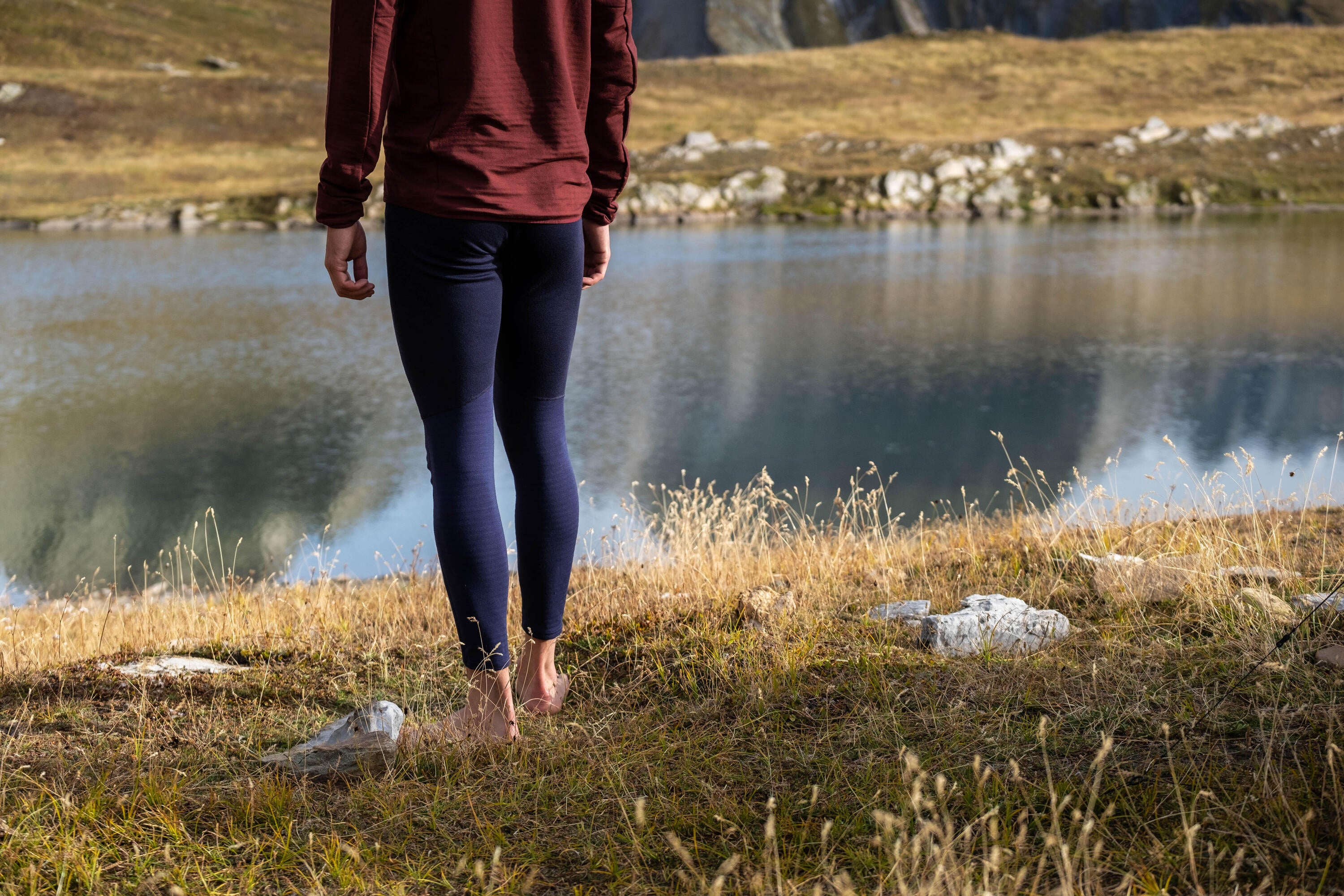 Forclaz Men's MT900 Mountain Backpacking Merino Wool Base Layer Tights - Warm Thermal Leggings for Hiking, Camping & Outdoor Adventures
