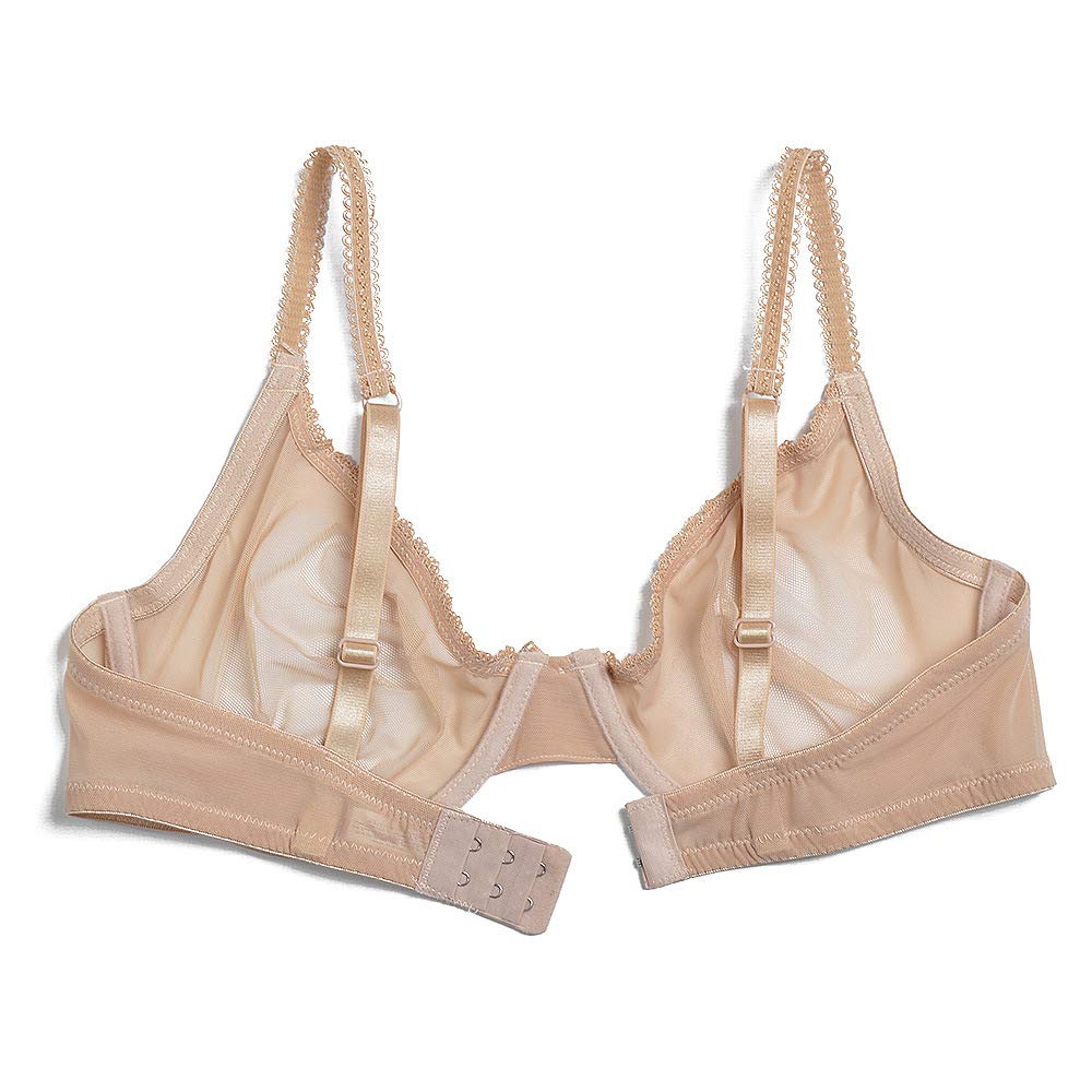 YANDW Sexy Sheer See Through Bras - Unlined Underwire Lace Mesh Bralette for Women | Ultra Thin Non-Padded Clear Bra | Perfect for Date Night, Lingerie Looks & Sensual Occasions