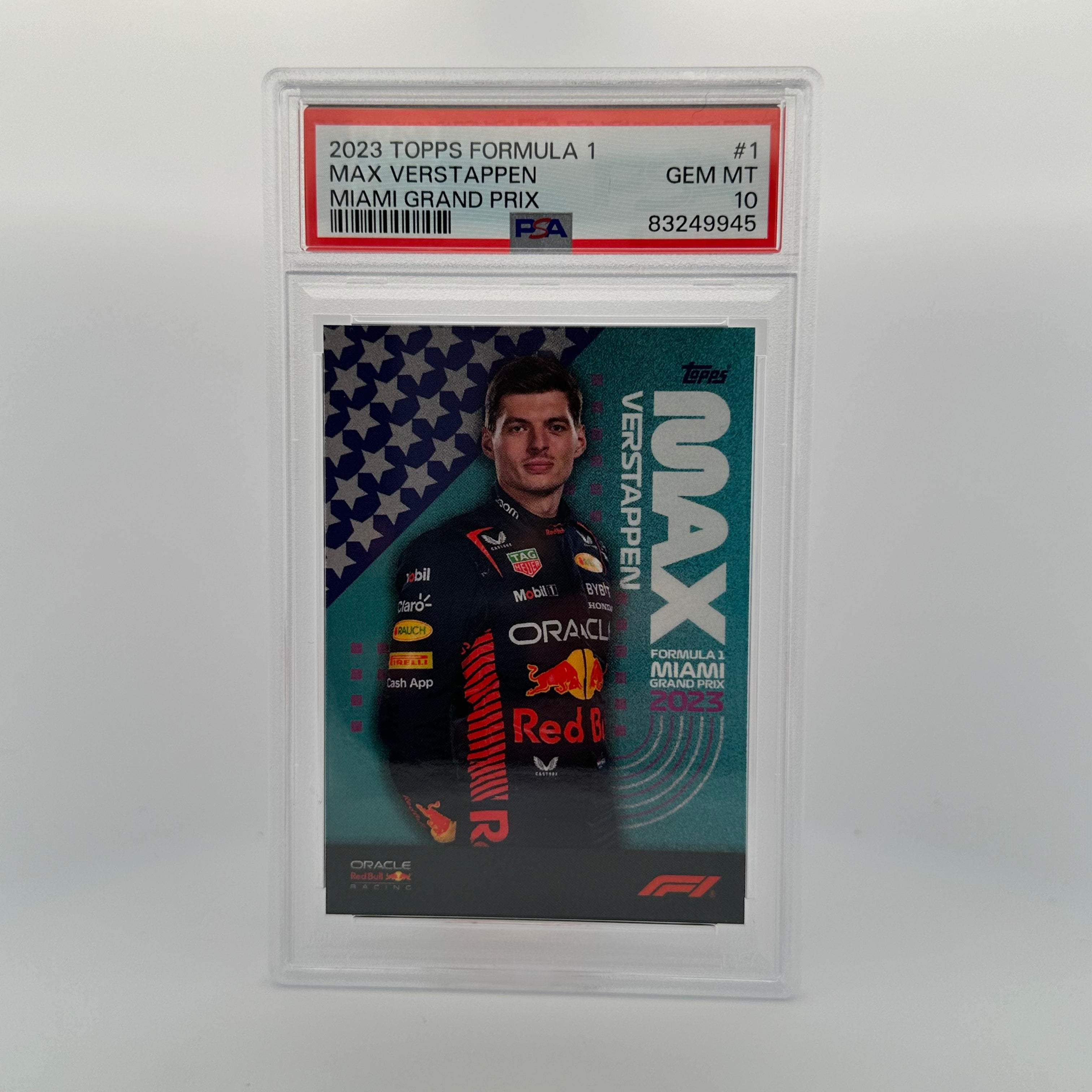 PSA 10 Graded Max Verstappen #1 2023 Miami Grand Prix F1 Trading Card - Rare Collectible for Formula 1 Fans & Sports Memorabilia Enthusiasts (Perfect for Display, Investment, or Gift)