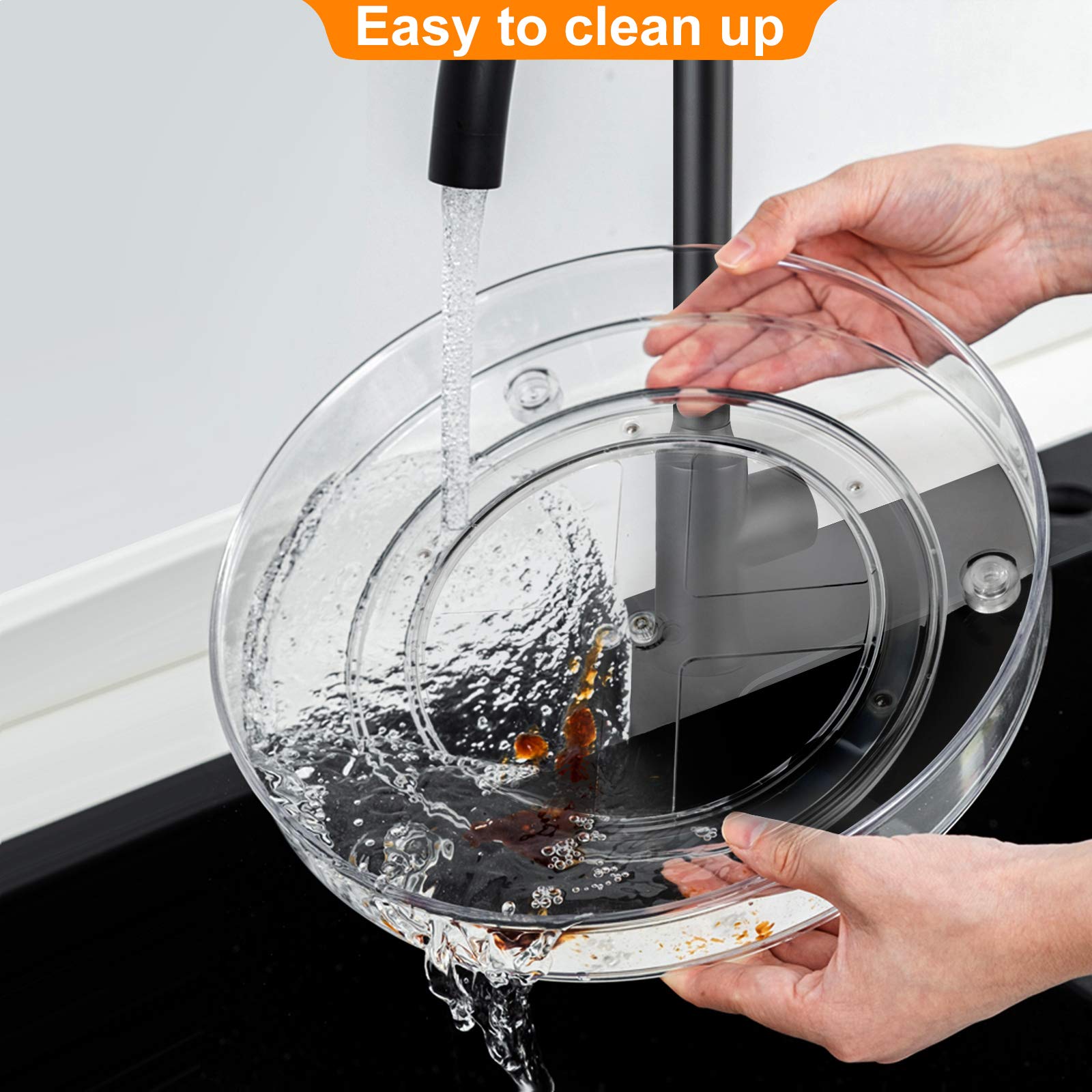11 Inch Clear Lazy Susan Turntable Organizer for Spices, Condiments & Storage - Perfect for Kitchen Cabinet, Fridge, Countertop, Pantry & Bathroom Organization