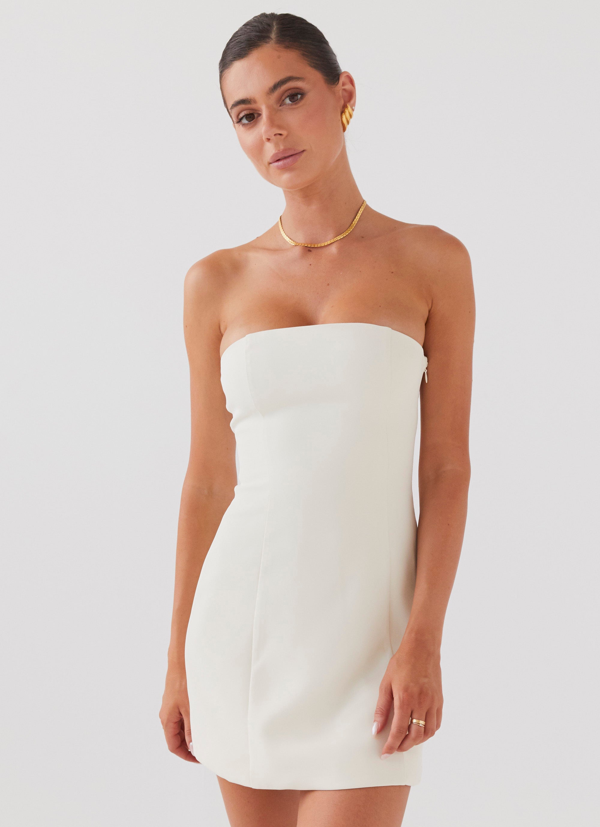 Strapless Mini Dress for Women - Elegant Ivory Bodycon Party Dress | Perfect for Cocktail Parties, Date Nights & Summer Outings