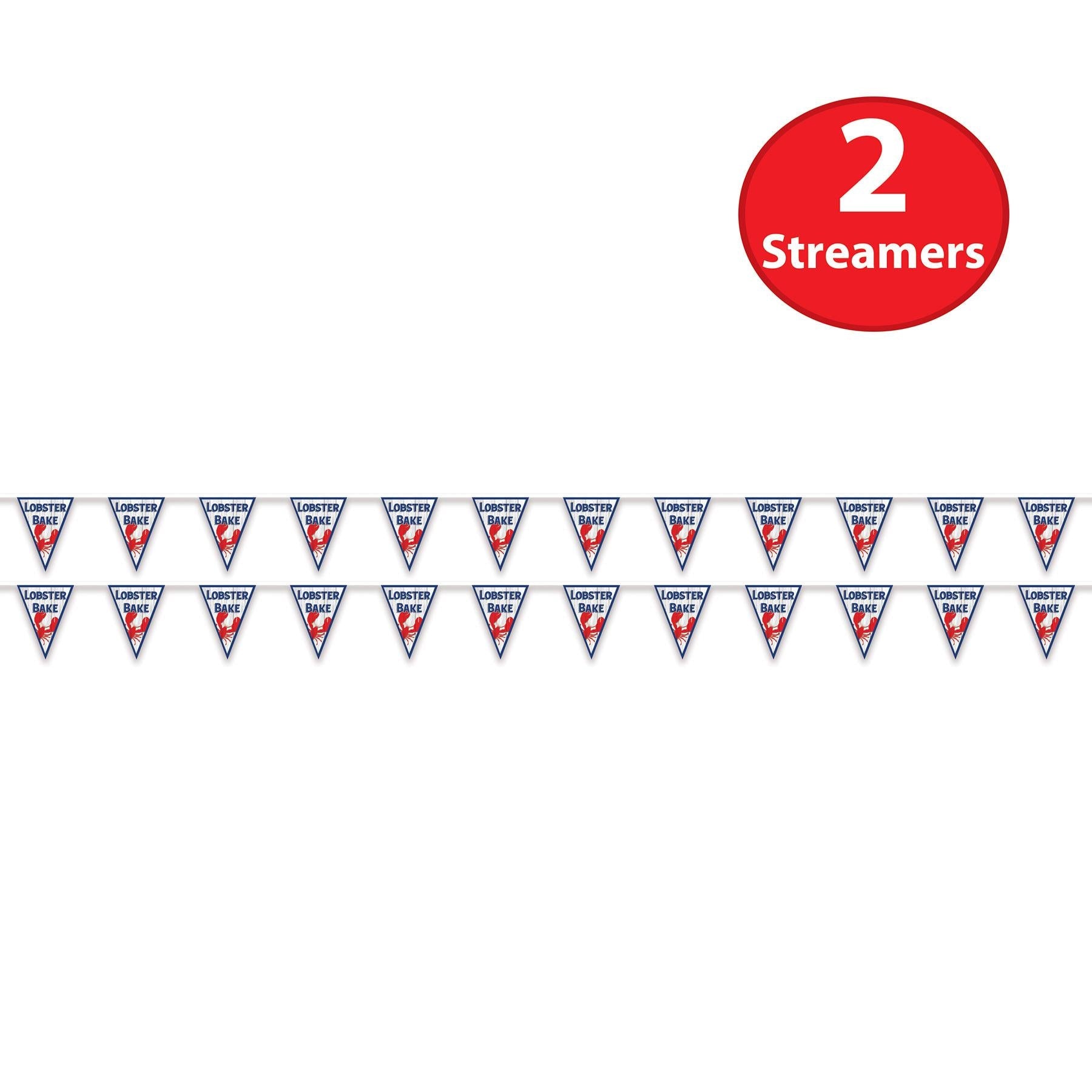 12 Pack Beistle Lobster Bake Pennant Banner - Summer Seafood Party Decorations for Outdoor BBQ, Clambake & New England Theme Parties