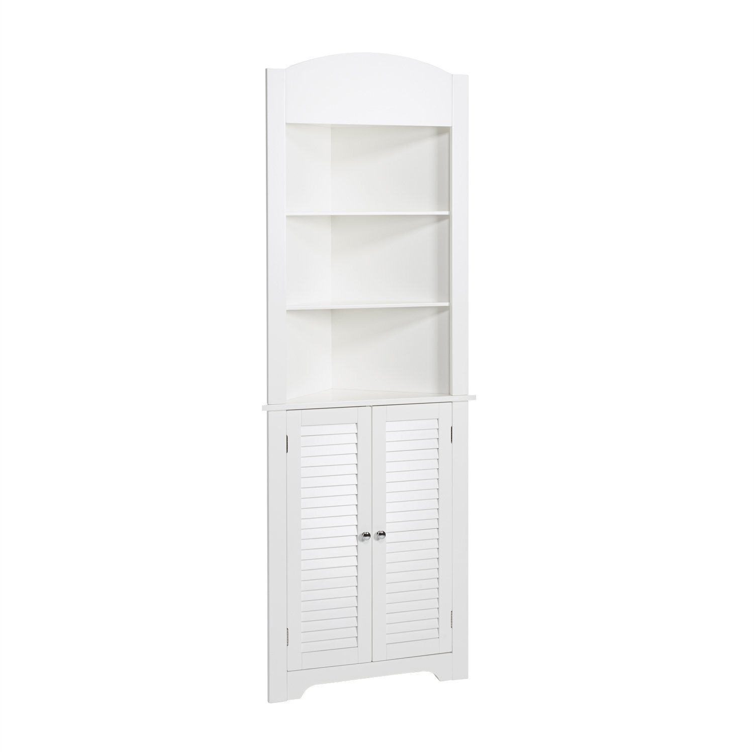 RiverRidge Ellsworth Collection White Tall Corner Cabinet - Storage Solution for Living Room, Bedroom & Home Office