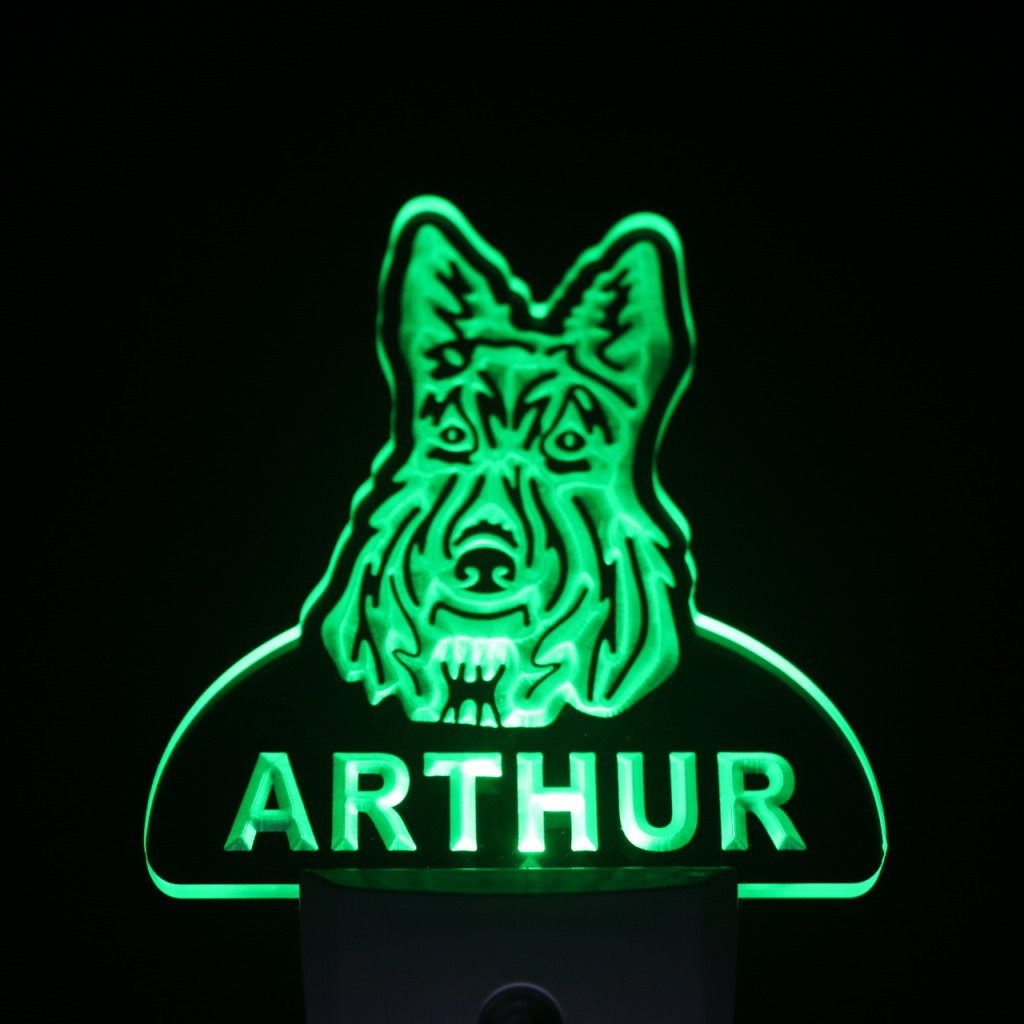 Personalized Scottish Terrier Night Light with Name - Day/Night Sensor LED Sign for Bedroom, Nursery & Home Decor | WS1088-TM
