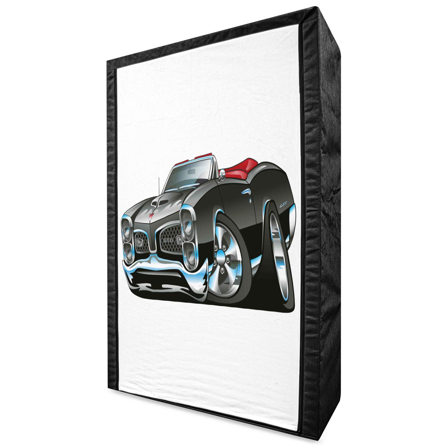Ambesonne Portable Fabric Wardrobe with American Nostalgic Sports Muscle Car Print - 42.5