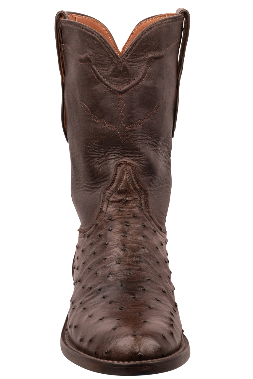Premium Black Jack Full Quill Ostrich Roper Boots in Chocolate Brown - Western Cowboy Boots for Men, Durable & Comfortable for Riding, Work, and Everyday Wear