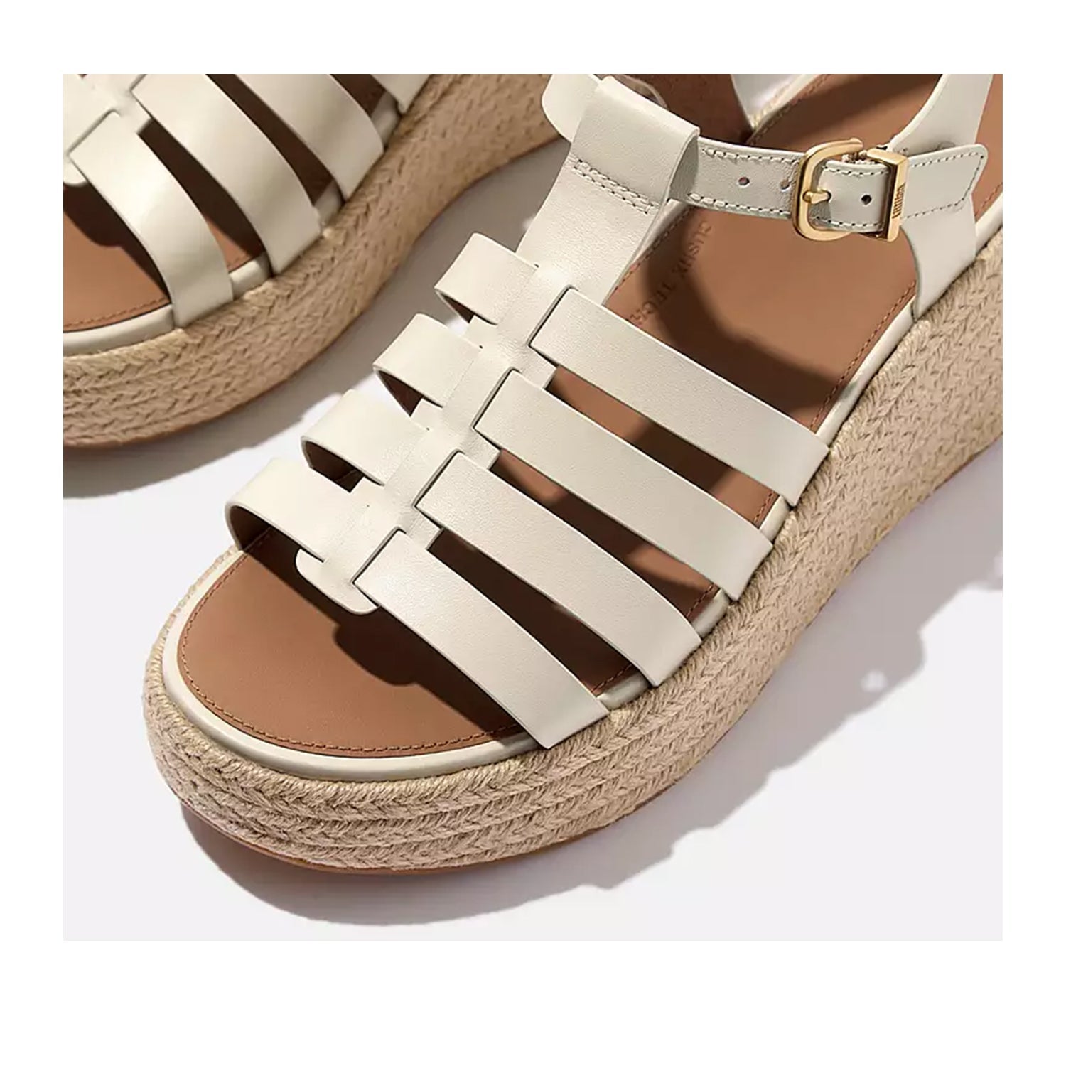 Fit Flop Women's Espadrille Leather Fisherman Wedge Sandals - Comfortable Beige Summer Shoes for Beach, Walking & Casual Outfits