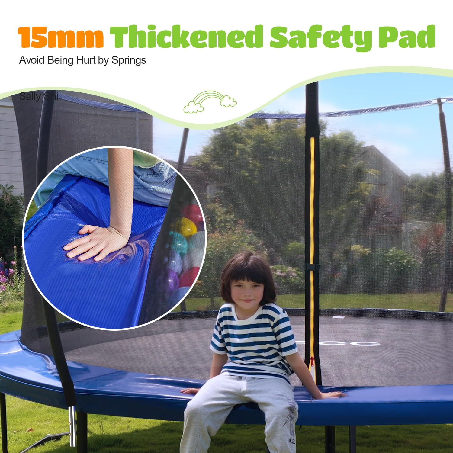 ORCC 1200LBS Weight Capacity Trampoline - 16FT 15FT 14FT 12FT 10FT 8FT Sizes - Heavy Duty Outdoor Yard Trampoline for Kids & Adults - Perfect for Backyard Fun, Exercise, and Family Recreation