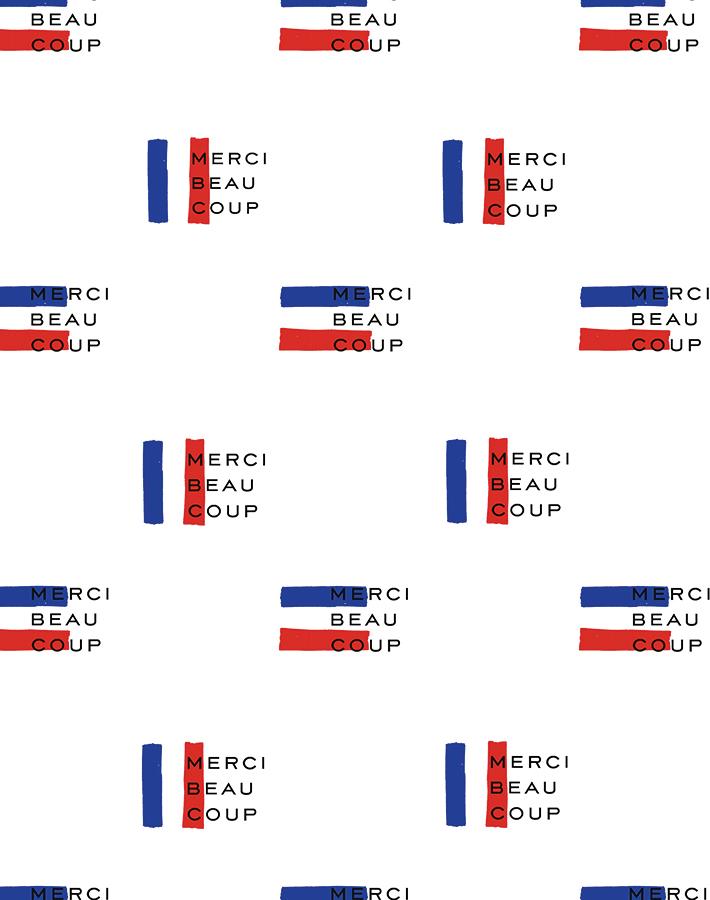 Clare V. White 'Merci Flag' Wallpaper - Elegant French-Inspired Home Decor for Living Room, Bedroom & Dining Room