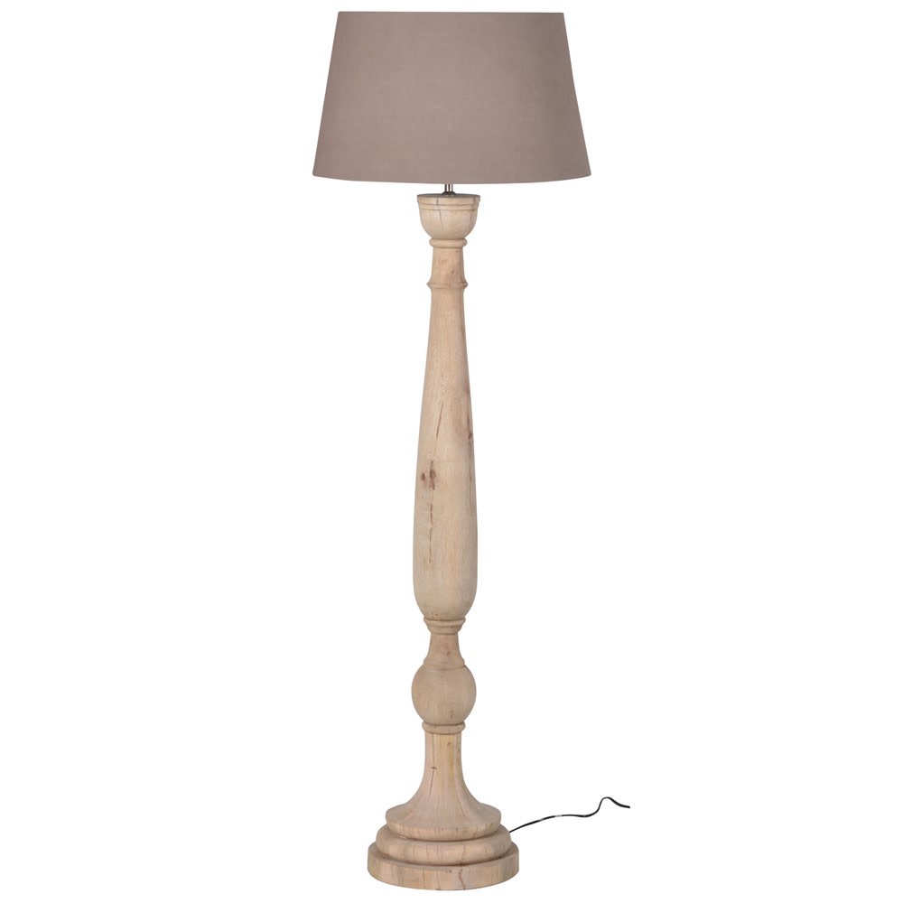 Modern Aurora Wooden Floor Lamp with Fabric Shade - E27 Socket for Living Room, Bedroom & Office Lighting - Warm Ambient Light for Relaxation & Reading