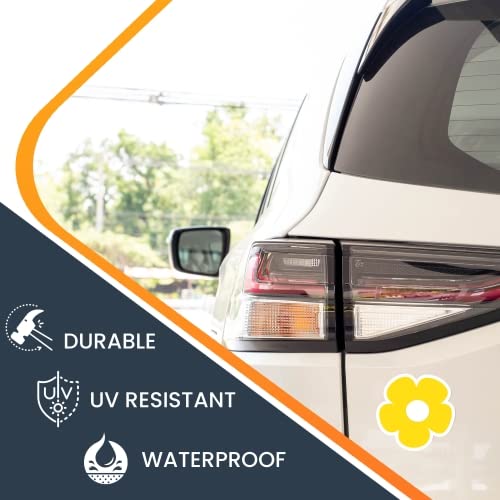5 Inch Yellow Daisy Hippie Flower Car Magnet Decal for Cars, Trucks, SUVs – USA Made Peace & Love Symbol for Any Magnetic Surface | Perfect for Hippie-Themed Vehicles, Home Decor & Gifts
