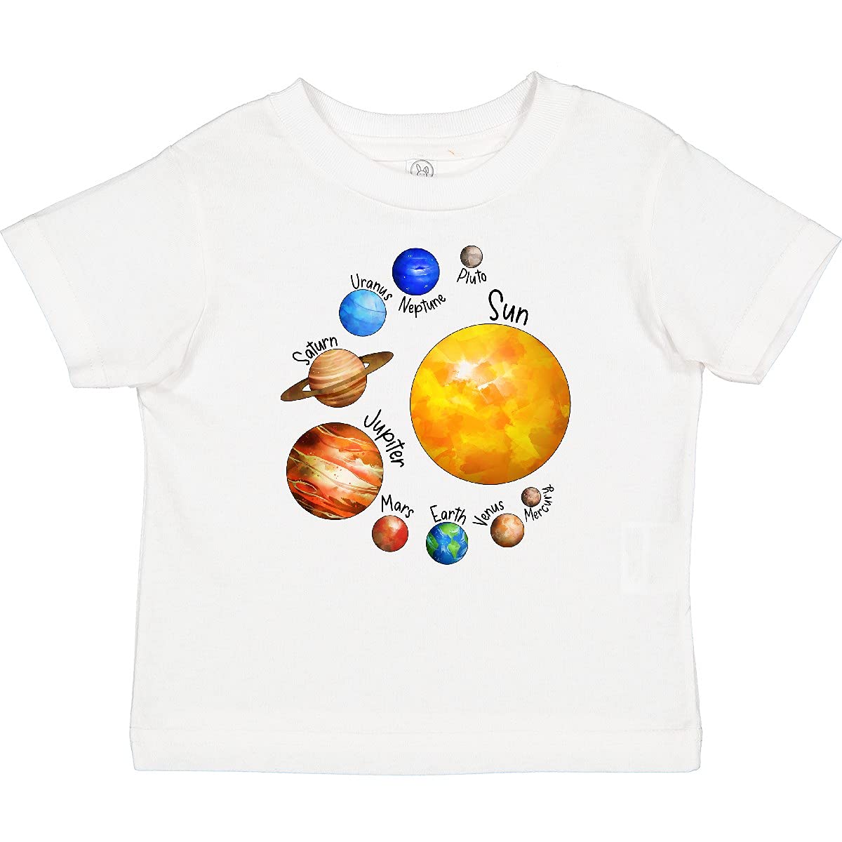 Inktastic Sun and Planets - Yes, and Pluto Baby T-Shirt | Cute Space-Themed Outfit for Infants & Toddlers | Perfect for Astronomy Lovers, Birthday Gifts & Playdates