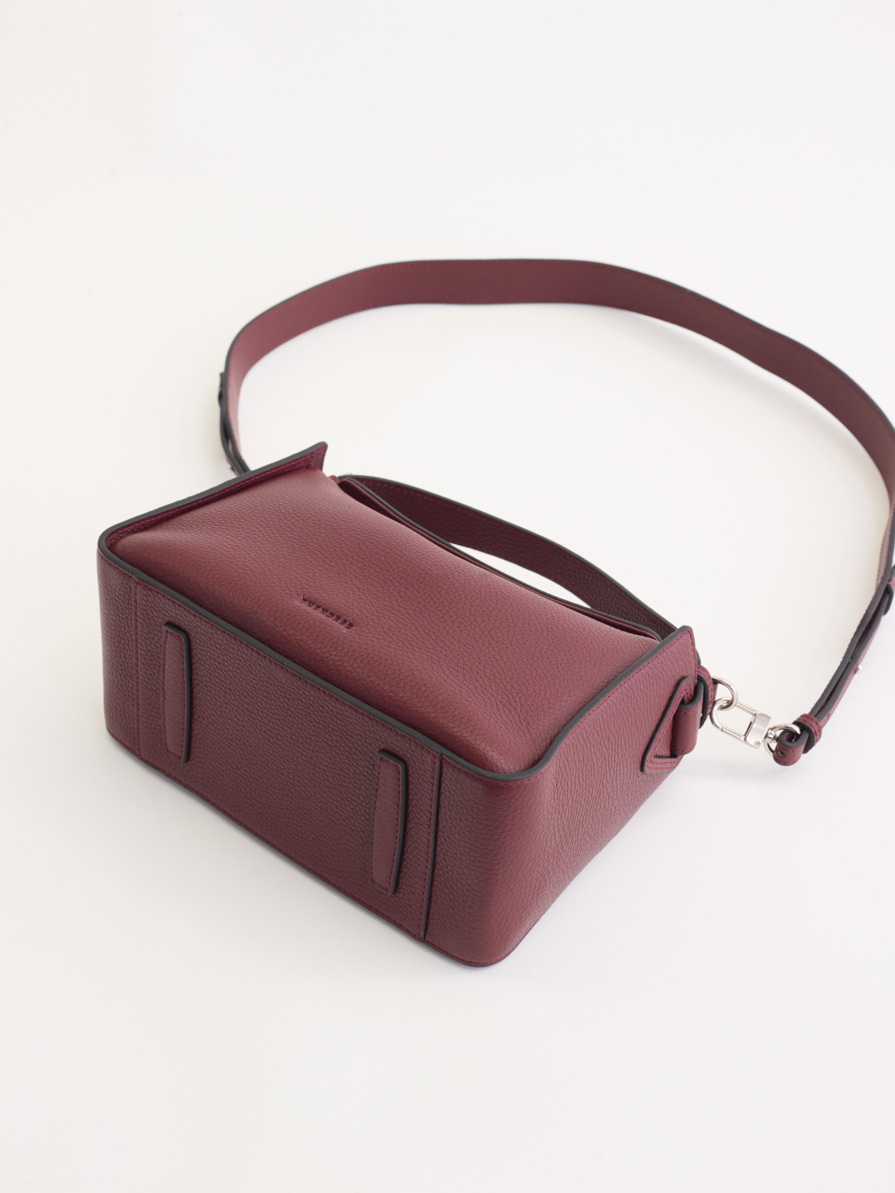 Clementine Bag: Burgundy Pebbled Leather Crossbody Purse for Women - Perfect for Work, Travel & Everyday Use