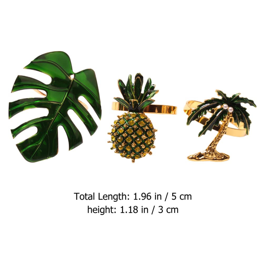 ABOOFAN 6pcs Hawaiian Themed Napkin Rings Set - Pineapple & Tropical Fruit Design, Gold Alloy Luau Party Decor, Banquet & Wedding Tabletop Accessories | Perfect for Beach Weddings, Summer Parties & Tropical Home Decor