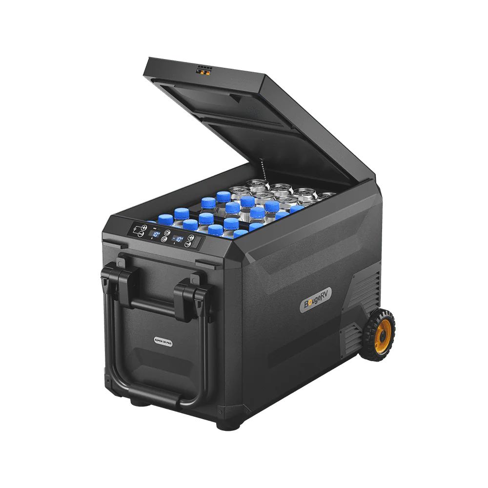 BougeRV ASPEN 30 PRO 12V 34QT Portable Refrigerator Freezer - Dual Zone Cooling, Wheels for Easy Mobility - Perfect for Camping, Road Trips & RV Adventures