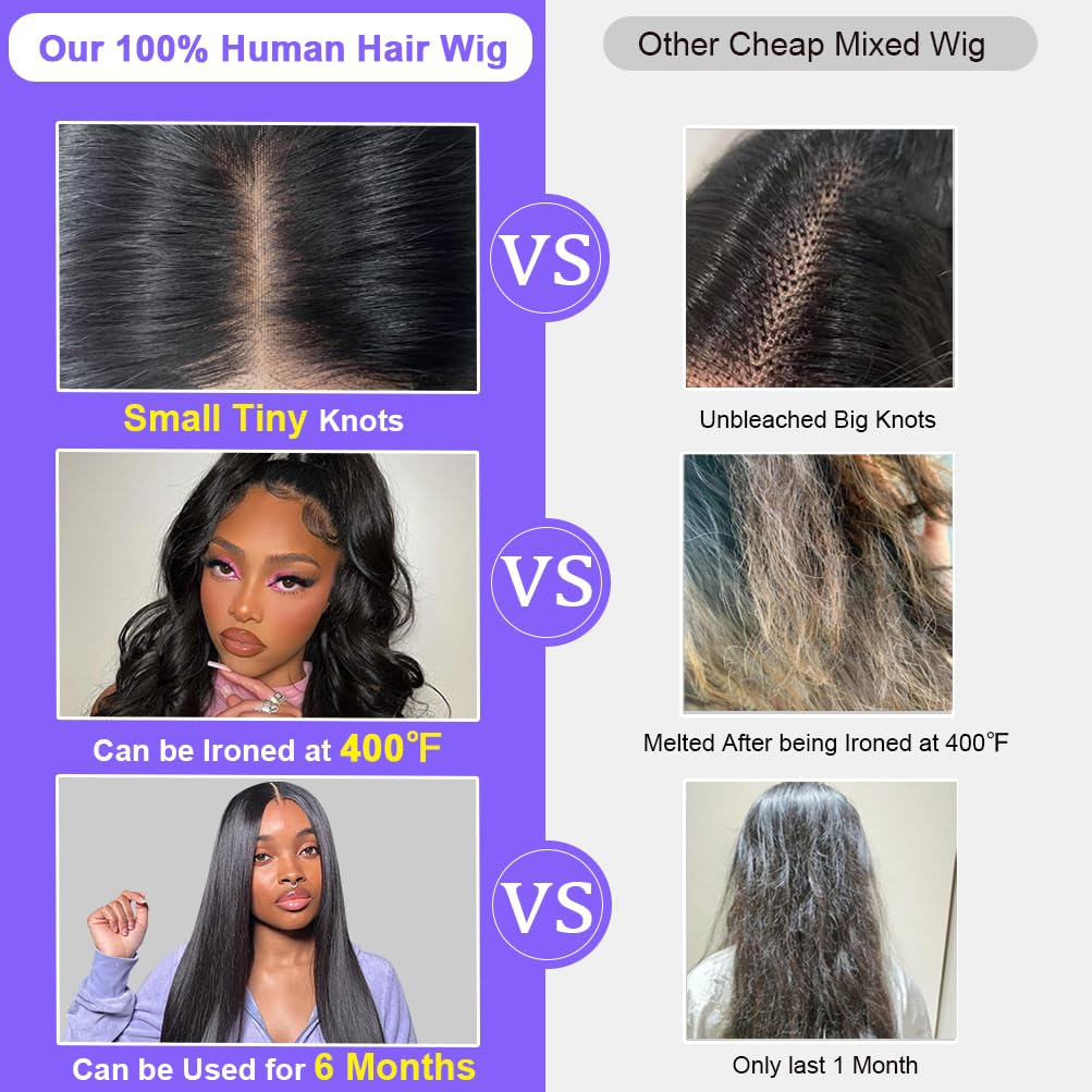 ALI PANDA 250% Density 30 Inch 13x6 HD Lace Front Wig - 100% Human Hair Straight Glueless Wig with Pre-Plucked Hairline & Baby Hair for Black Women | Perfect for Daily Wear, Special Occasions & Protective Styling