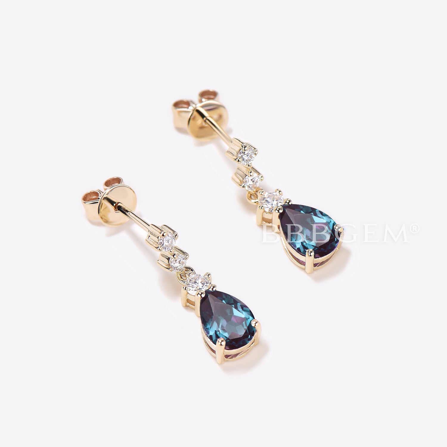 Pear Shaped Alexandrite Dangle Earrings | Color Changing Gemstone Jewelry | Wedding, Party & Evening Wear Accessories