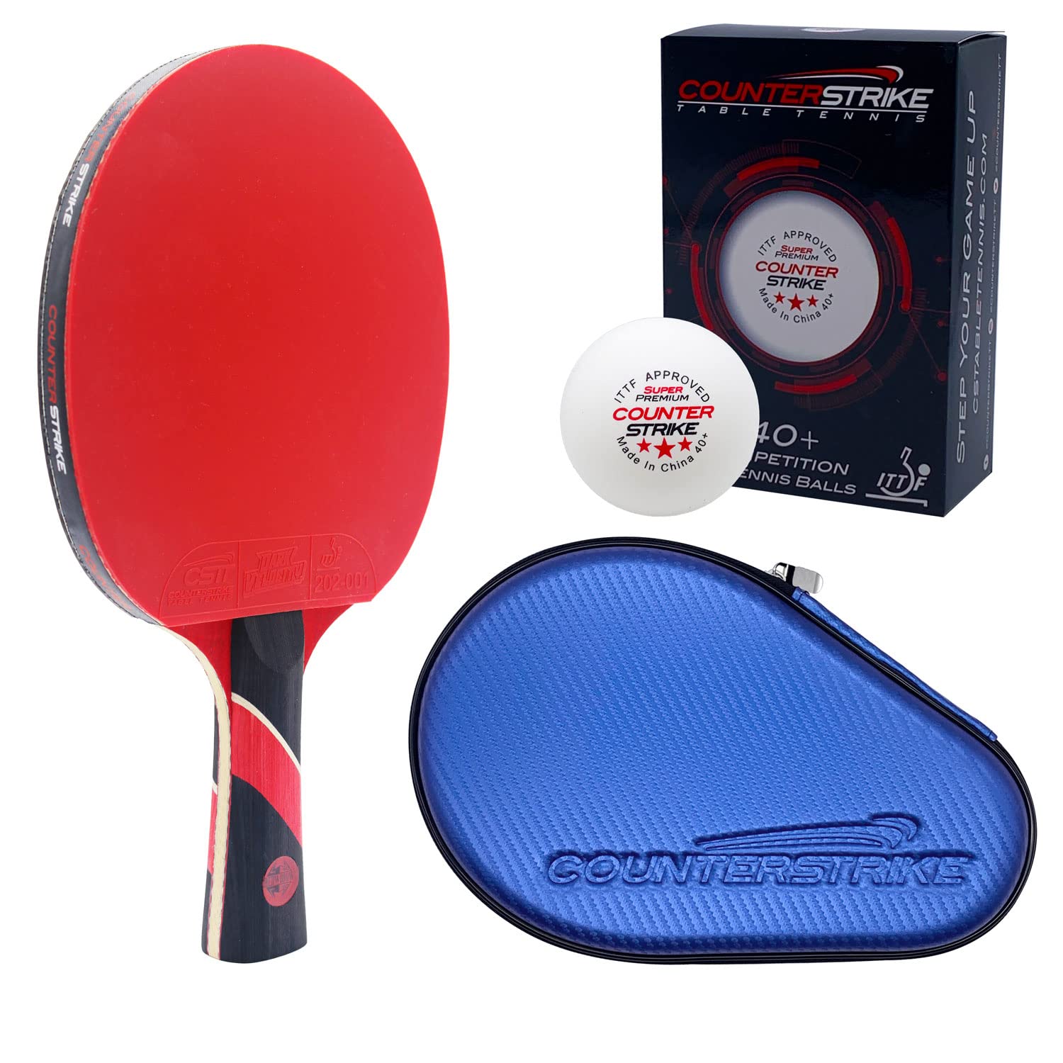 Red Widow Ping Pong Paddle Set with Case & Balls - ITTF Approved Carbon Paddle for Professional Play