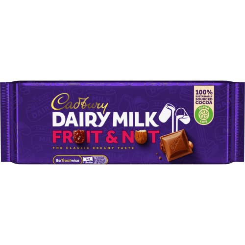 Cadbury Dairy Milk Fruit & Nut Milk Chocolate Bar 200g - Delicious Chocolate with Almonds & Raisins - Perfect for Gifts, Snacking & Desserts