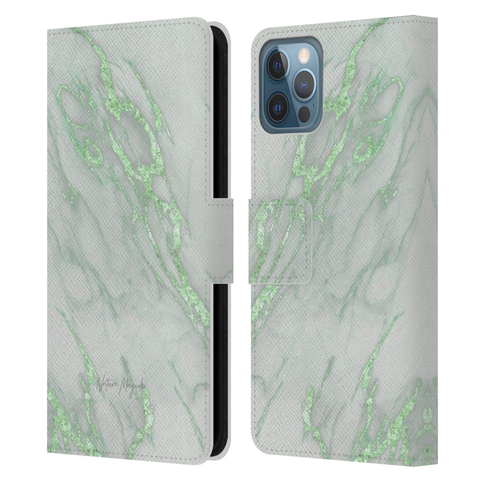 Official Licensed Nature Magick Green Marble Leather Wallet Case for iPhone 12/12 Pro - Stylish Protective Cover with Card Slots | Perfect for Everyday Use, Travel & Outdoor Activities
