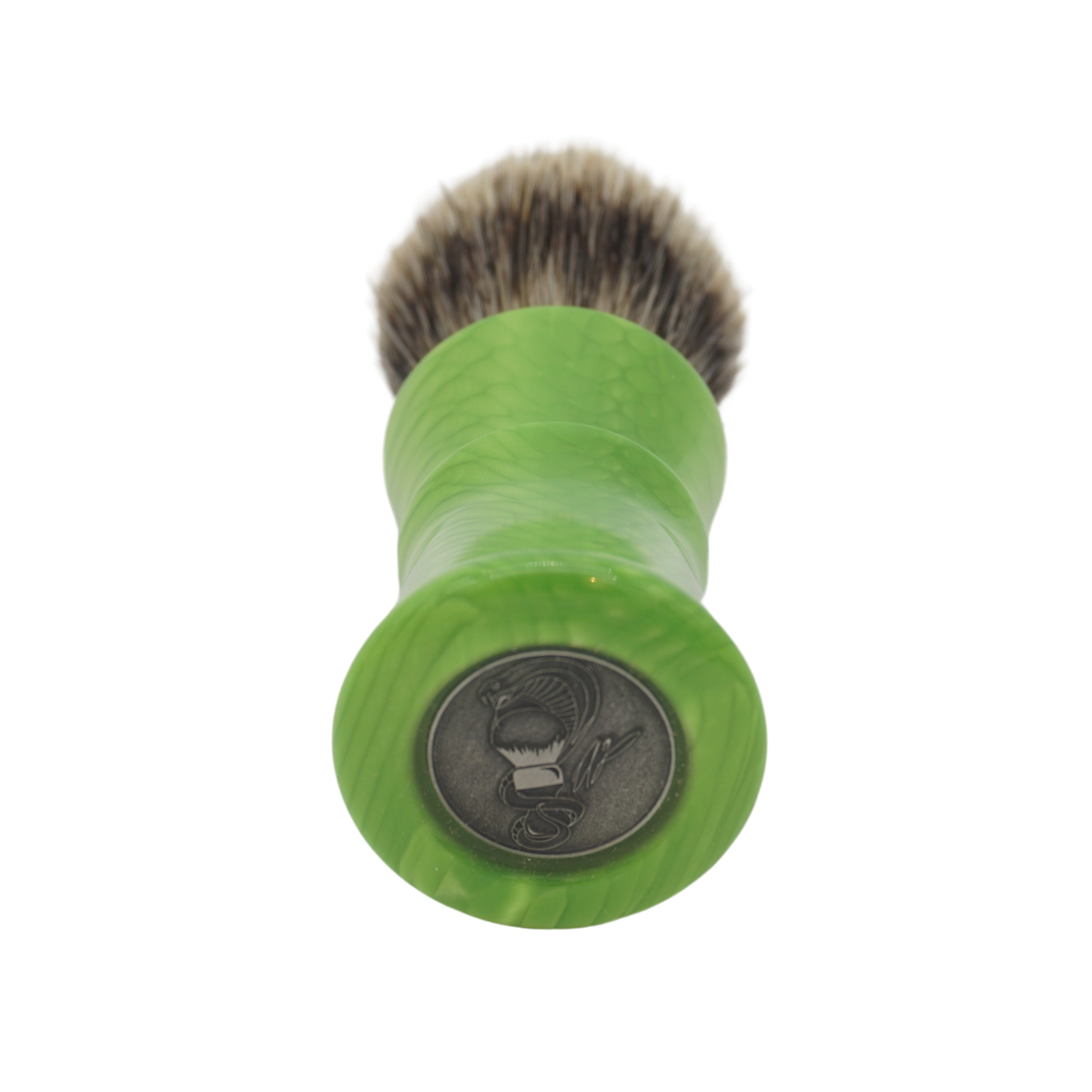 24mm Semogue Mistura Badger & Boar Hair Shaving Brush with AP Shave Co. Green Snakeskin Handle - Premium Handcrafted Shave Brush for Wet Shaving & Grooming