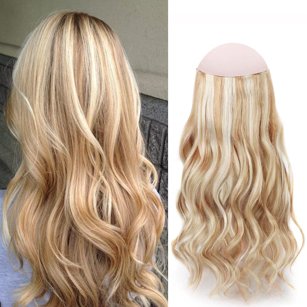16 Inch 100g Sassina Wire Human Hair Extensions - Highlight Dark Dirty Blonde Mixed with Ash Blonde Remy Real Human Hair - Miracle Wire Straight Hairpiece for Daily Styling & Special Occasions